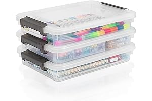 3 PCS Plastic Stackable Storage Bins with Latching Lids