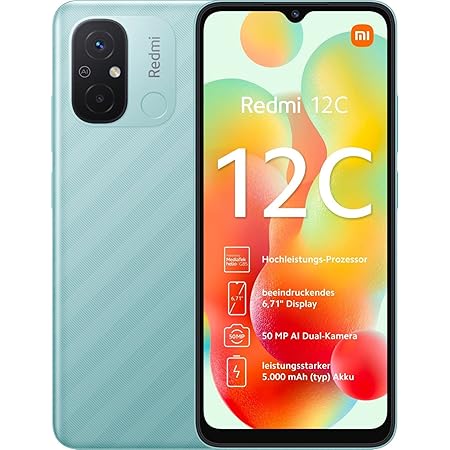 Xiaomi Redmi 12C 128GB Handy, Mint, Mint Green, Android 12, Dual SIM