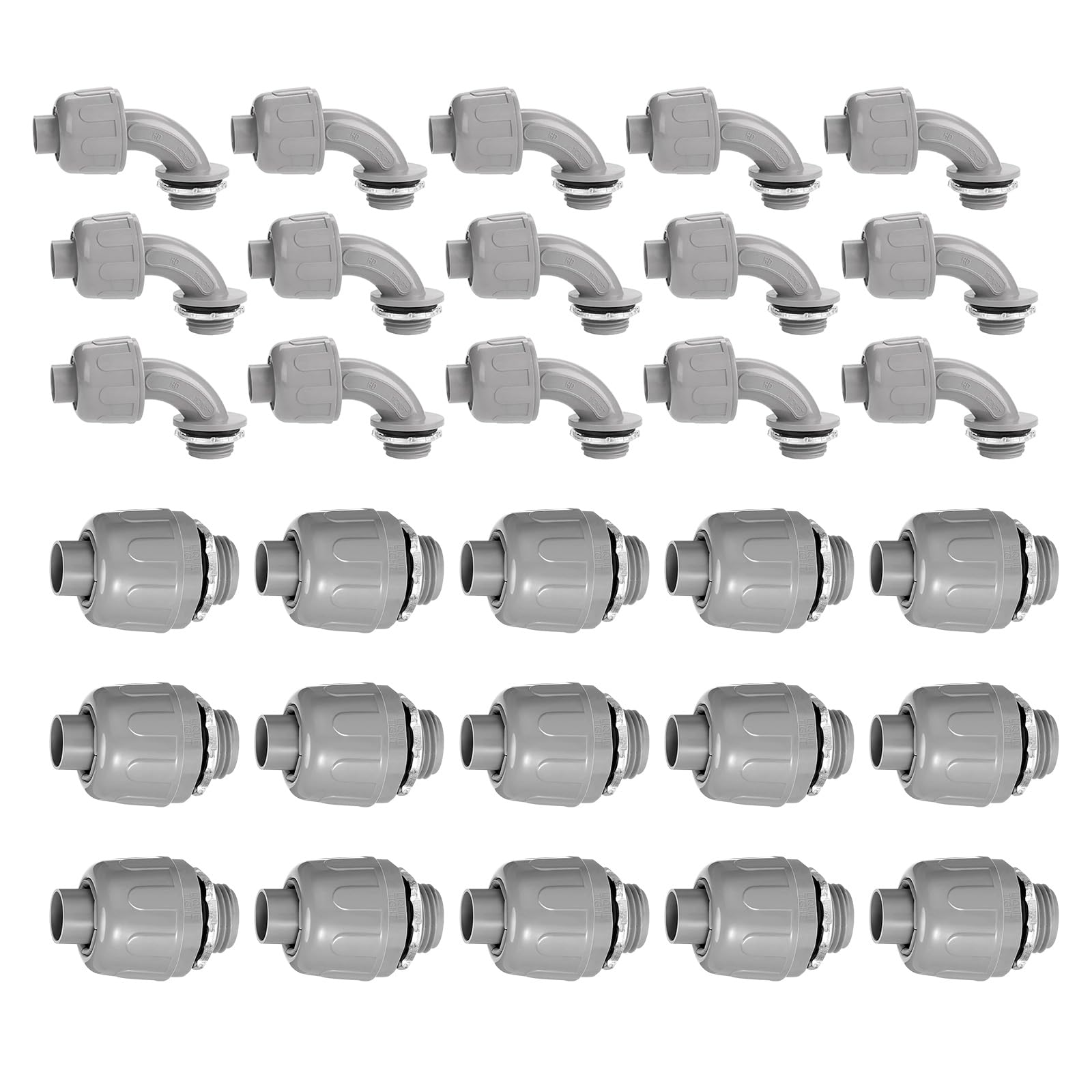 Liquid Tight PVC Conduit Connectors Temperature Resistant Not Metallic Fittings for Outdoor Electrical Conduit Install Not Metallic Connectors