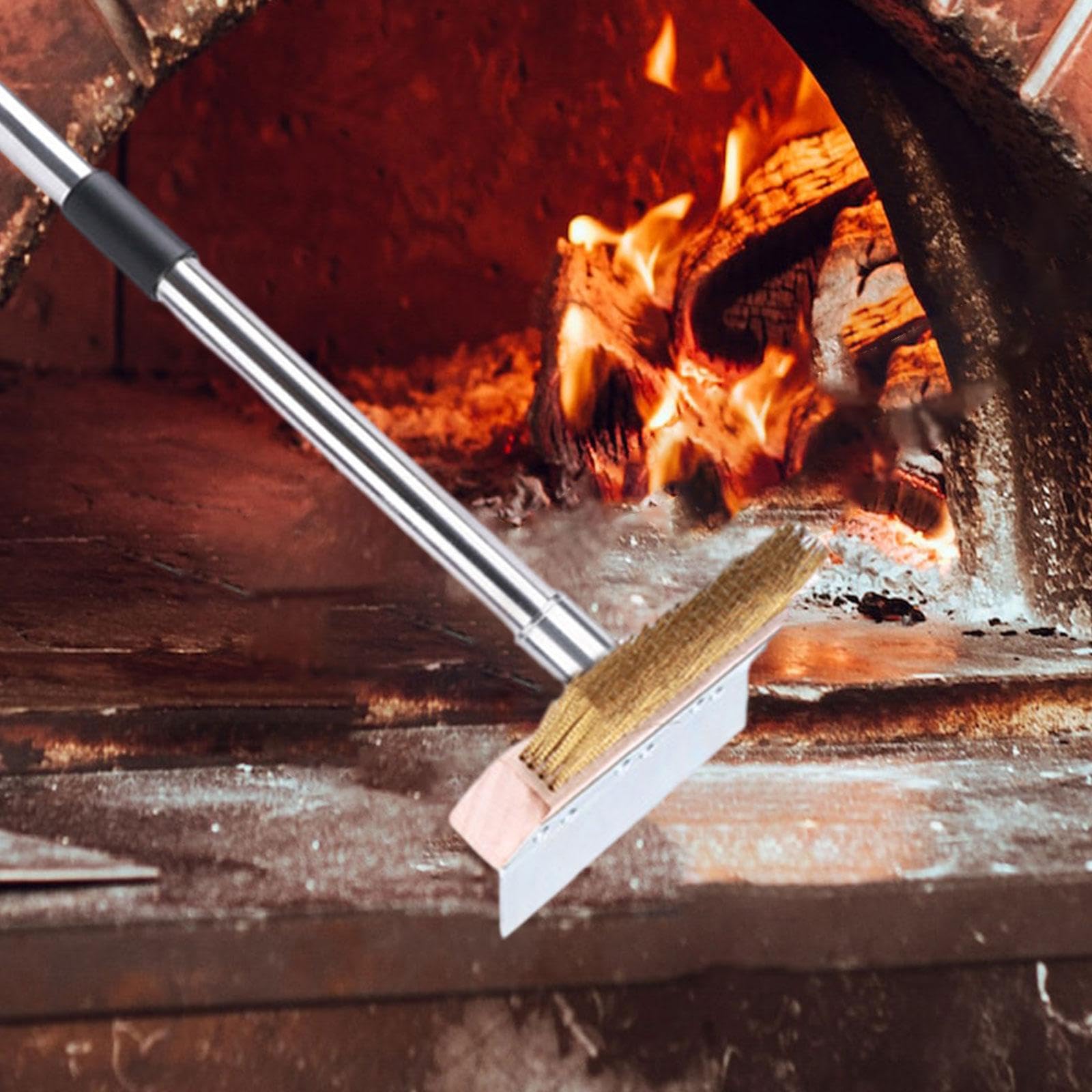 Cepillo para Horno de Pizza con Cabezal de Cerdas de Cobre Extra Anchas, Mango de Acero Inoxidable Y Materiales Resistentes. Facilita La Limpieza del, 1,2 m
