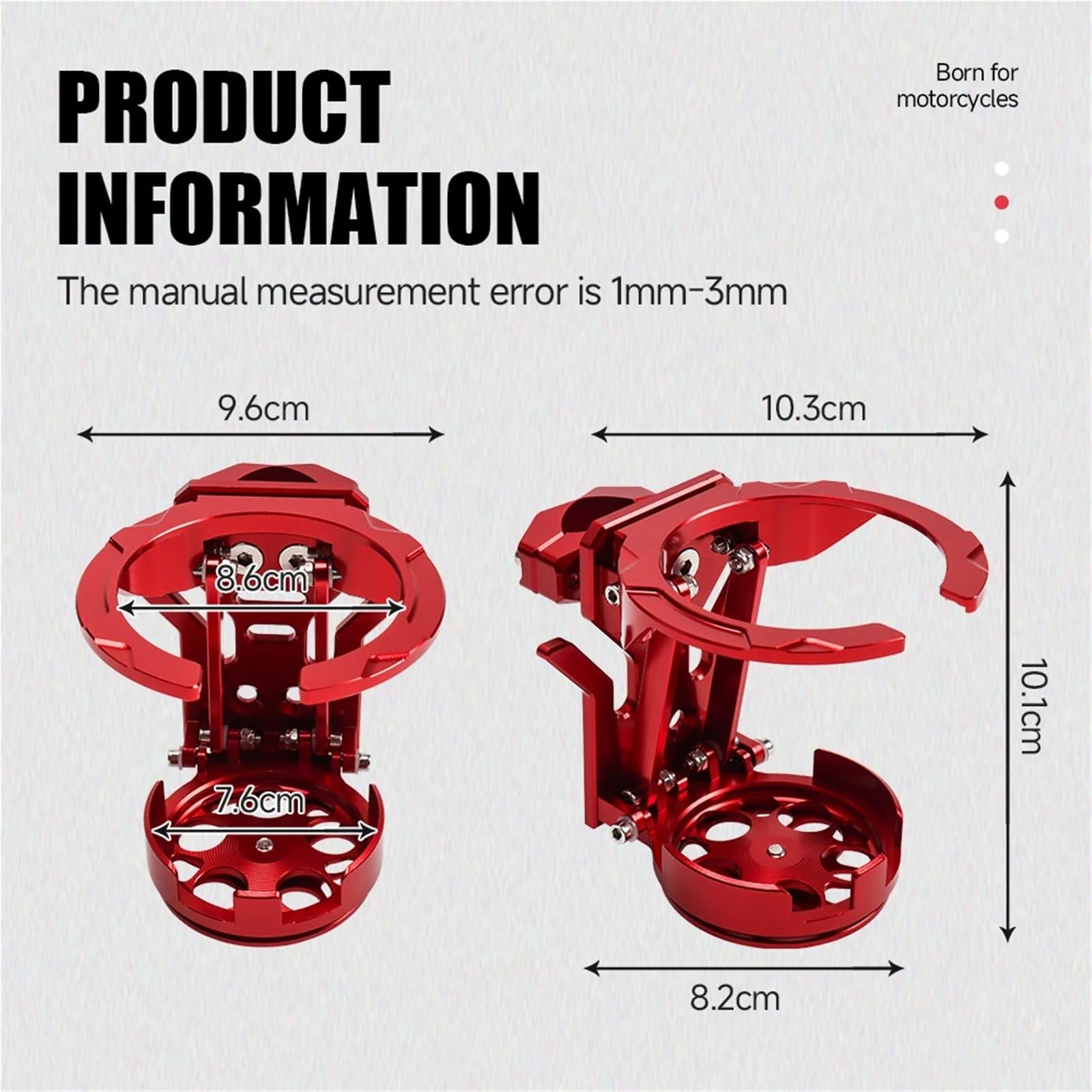 Uchwyt na Bidon Pasuje do motocykli VSTROM 650 1050 1000 800 DL650 DL1000 Uchwyt na kubek na wodę, składany stojak na napoje, CNC, aluminiowy(Red)