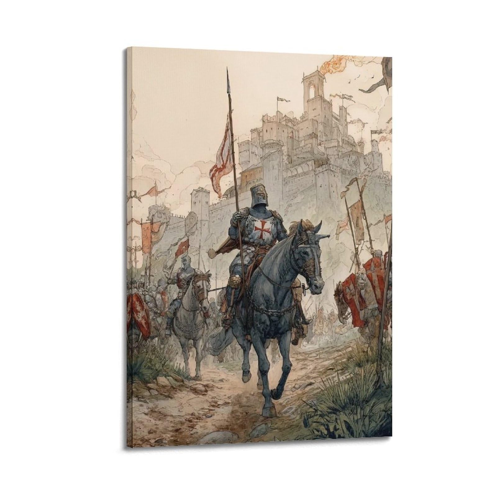 XKUGA Crusader Of The Templar Knight Medieval Poster Sacred Modern Decorative Canvas Prints - Ideal Wall Art for Family, Man Cave, Game Room, Boys & Girls Bedroom 24x36inch(60x90cm)