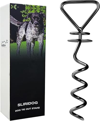 Sliridog Estaca resistente para perro, estaca resistente para atar perros, fácil instalación, adecuada para patio, parque, playa, camping (estaca,