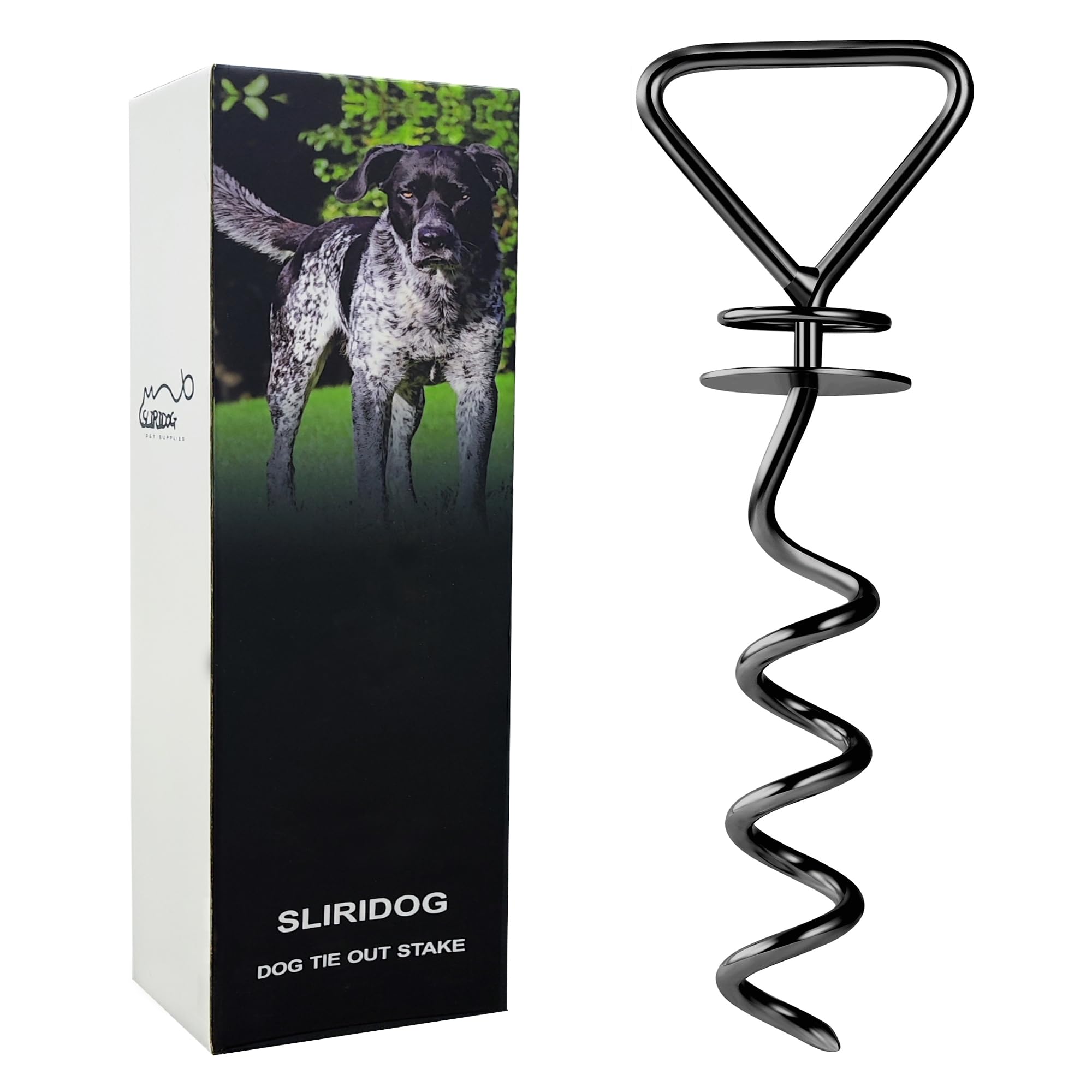 Heavy Duty Dog Stake，Heavy Duty Dog Tie Out Stake, Easy Installation, Suitable for Yard, Park, Beach, Camping,Suitable for Medium to Large Dogs Up to 120 lbs(Stake, Black)