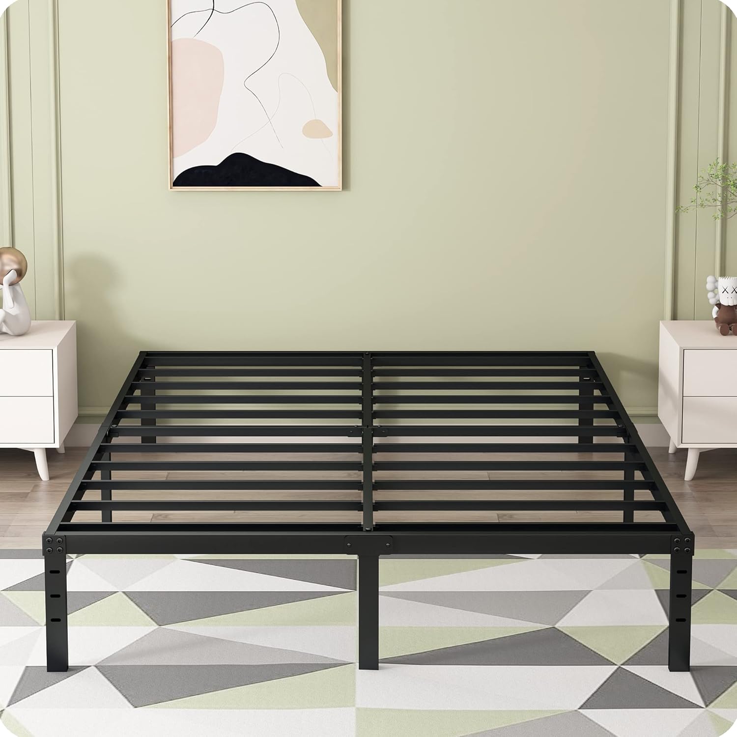 14 Inch King Bed Frame, Sturdy Steel Slat Support,3500 lbs Heavy Duty Metal Platform Bed Frames,Quiet Noise Free,Easy Assembly,No Box Spring Needed,Black