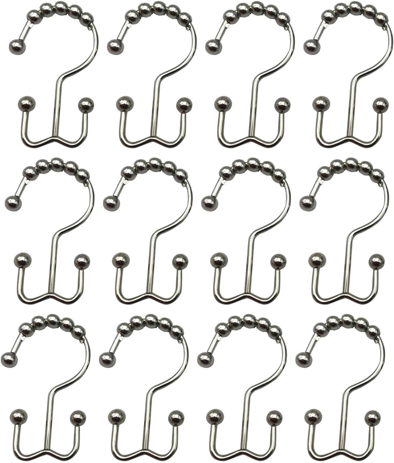 12PCS Shower Curtain Hooks Rustproof Metal Iron Double Sided Bath Curtain Hook Rings for Bathroom Black Balls Can Spherical Easily on are The Easy Sliding with Hooks Engineered