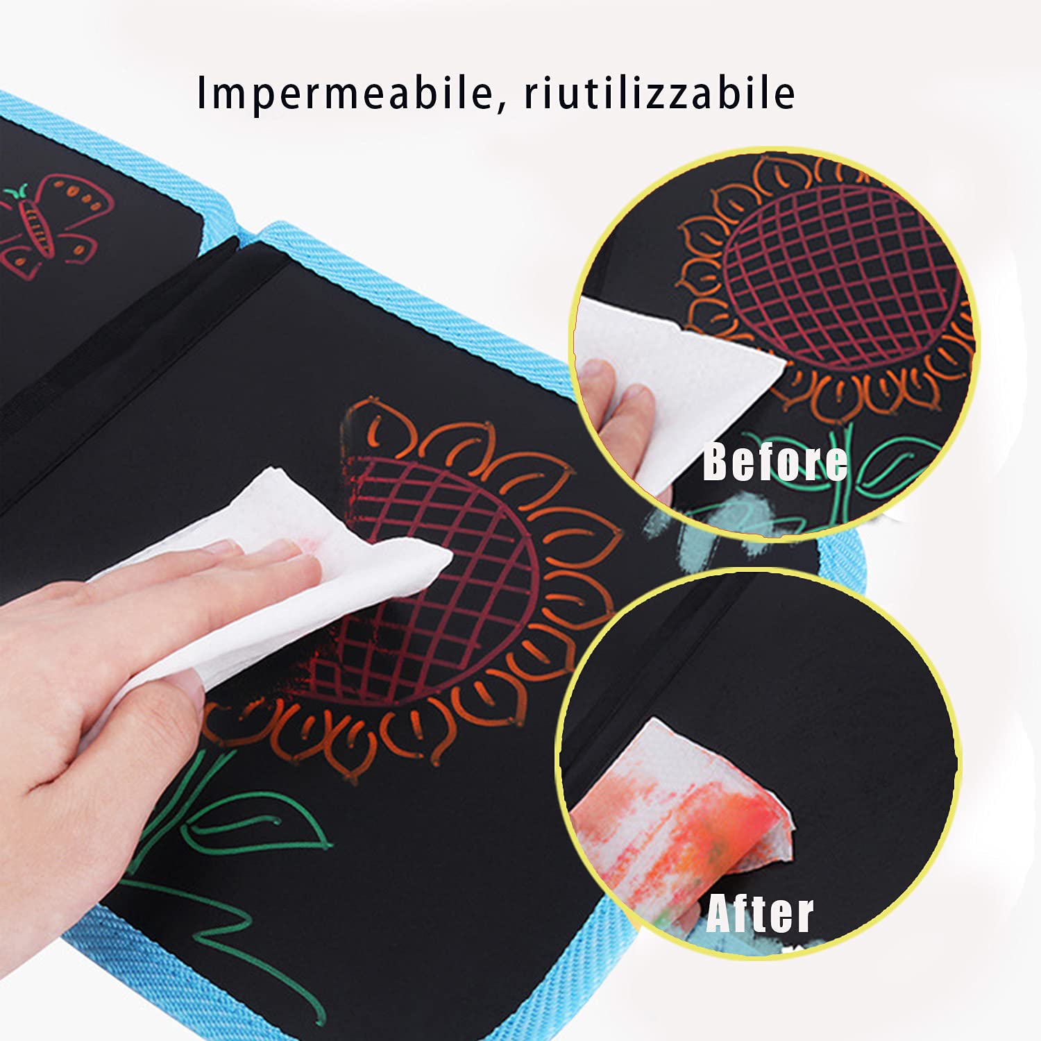 Livre De Coloriage Effaçable Réutilisable Pour Enfants - 12 Stylos Aquarelle Inclus - Activité Voyage école Avion