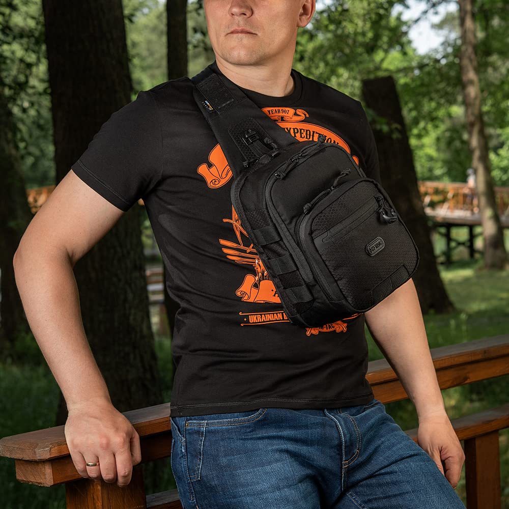 M-Tac Cross Bag Elite wielofunkcyjna torba typu sling do aktywności na świeżym powietrzu, wędrówek, uprawiania sportu, Multicam Black/Black
