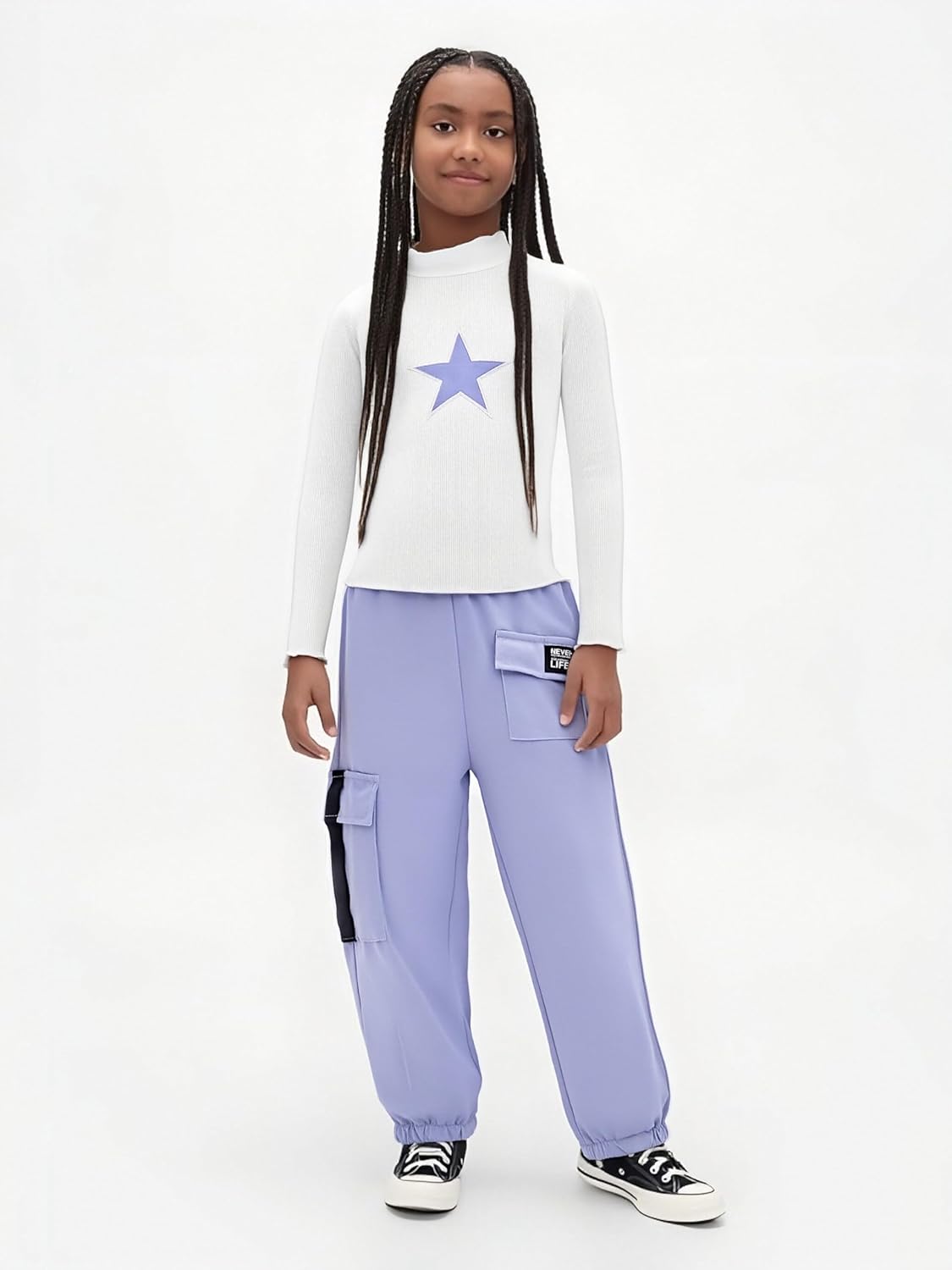 Girls Clothes 2 Piece Outfit Long Sleeve Crop Top + Cargo Pants, Tween Fall Clothing Set, Sizes 5-16 Years - Image 5