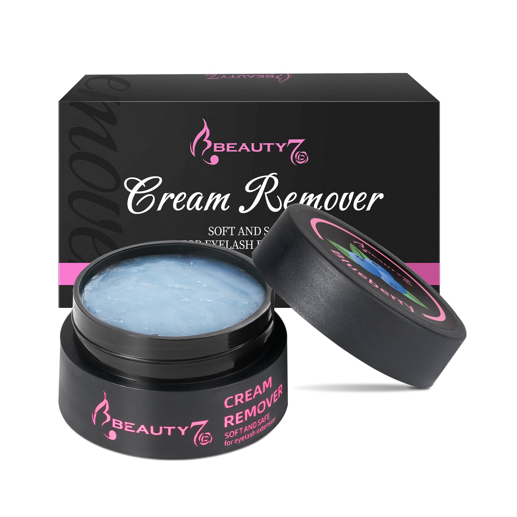 Beauty7 Wimpernkleber Entferner Cream Wimpernverlängerungslöser Blau Wimpernkleber Lösemittel wimpern extension Entferner Remover Cream Wimpernverlängerung Klebstoffentferner 5ml Duft: Heidelbeeren