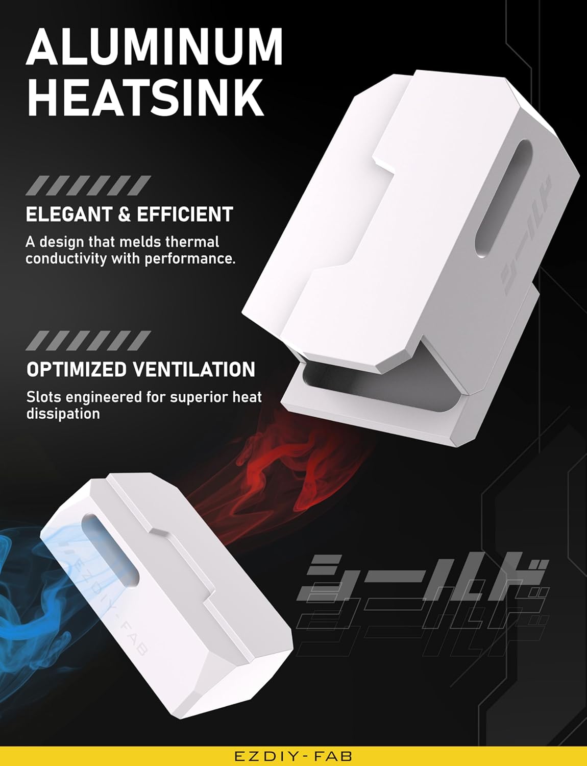 EZDIY-FAB Shield Series 8-Pin PCIe GPU Power Adapter,90-Degree Angled Connector, Aluminum Design for Graphics Cards – Reverse Type,White-2 Pack