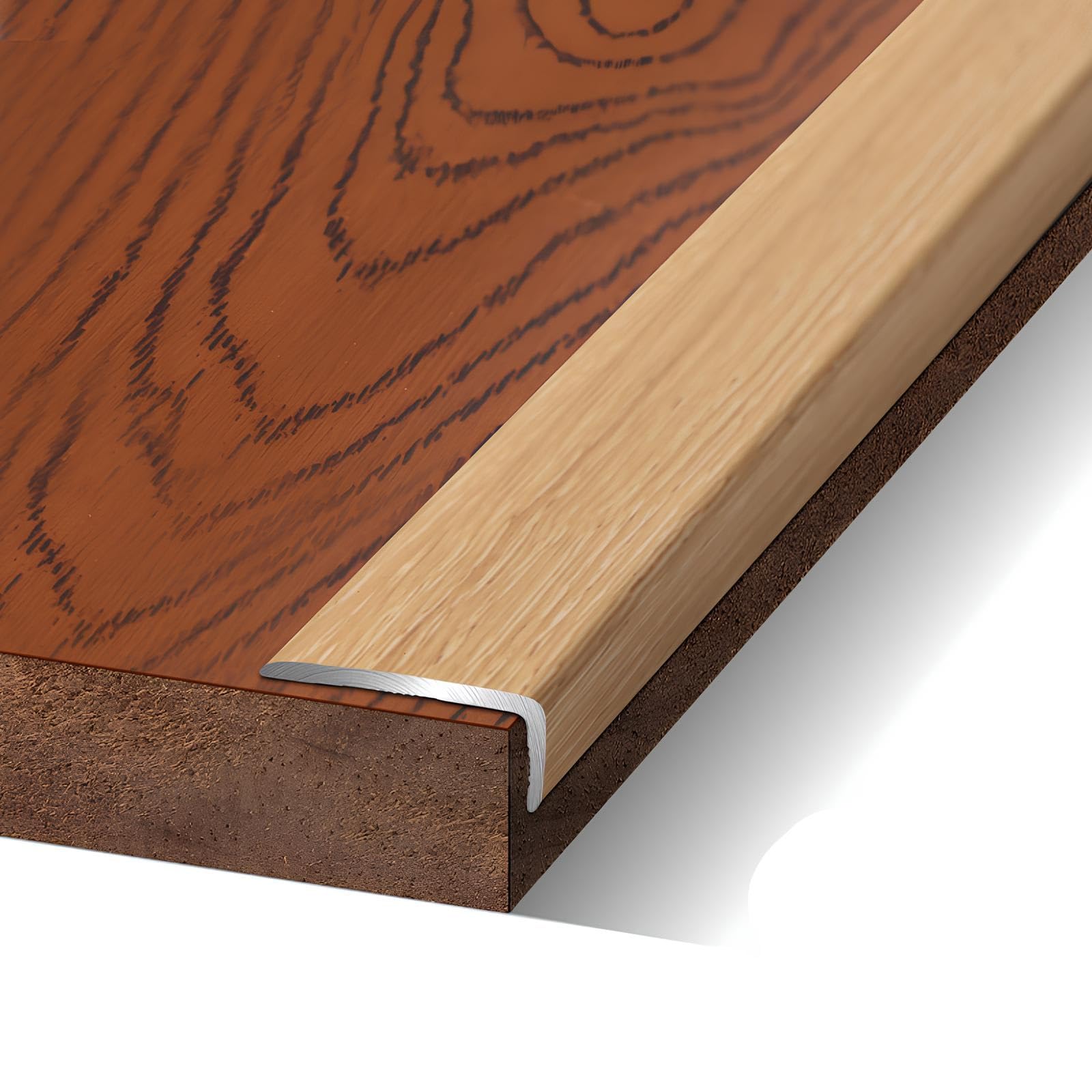 Baldosa de madera 90 x 2 x 0,8 cm con moldura de aluminio para escaleras de interior Flo GrDesign
