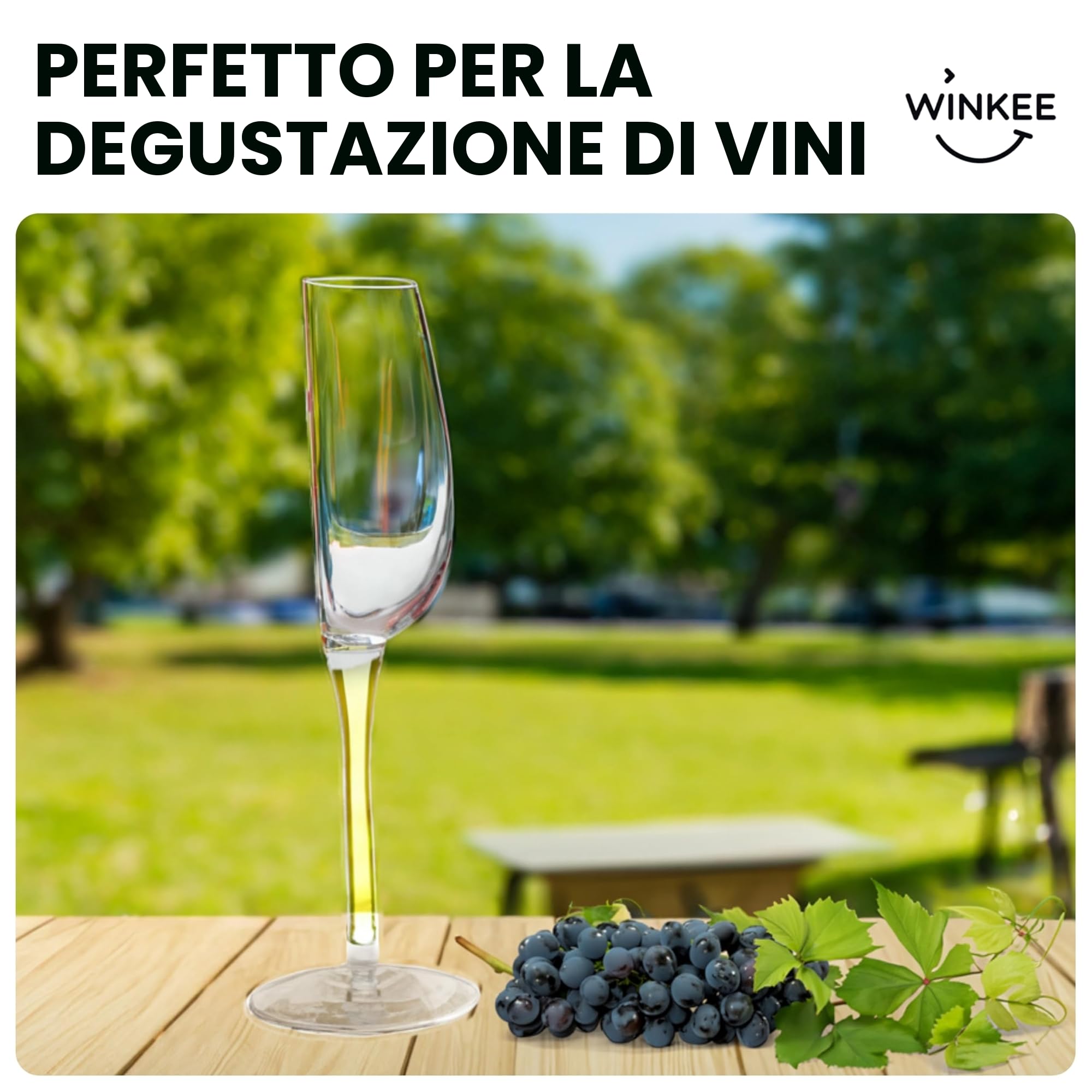 Winkee - Mezzo bicchiere di vino rosso e bianco | Bicchieri tagliati a metà | grande diviso a metà Regalo