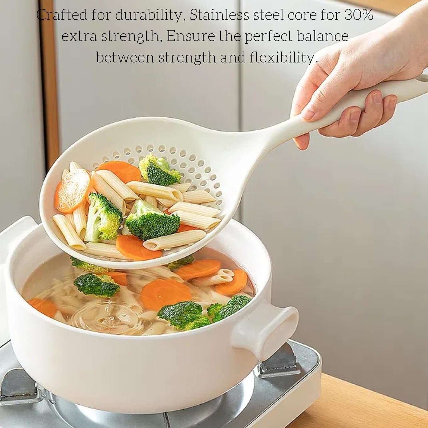 Extra Large Skimmer Slotted Spoon, 14.5 inch Silicone Strainer Skimmer Ladle Spoon Spider for Cooking and Frying, Pasta Strainer Spoon Frying Kitchen Cooking Colander