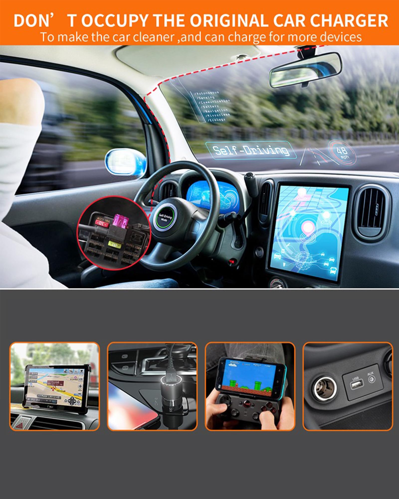 Universal Dashcam Hardwiring Kit with USB-C Power Port, Supporting 24-Hour Parking Monitoring and Low-Voltage Protection.