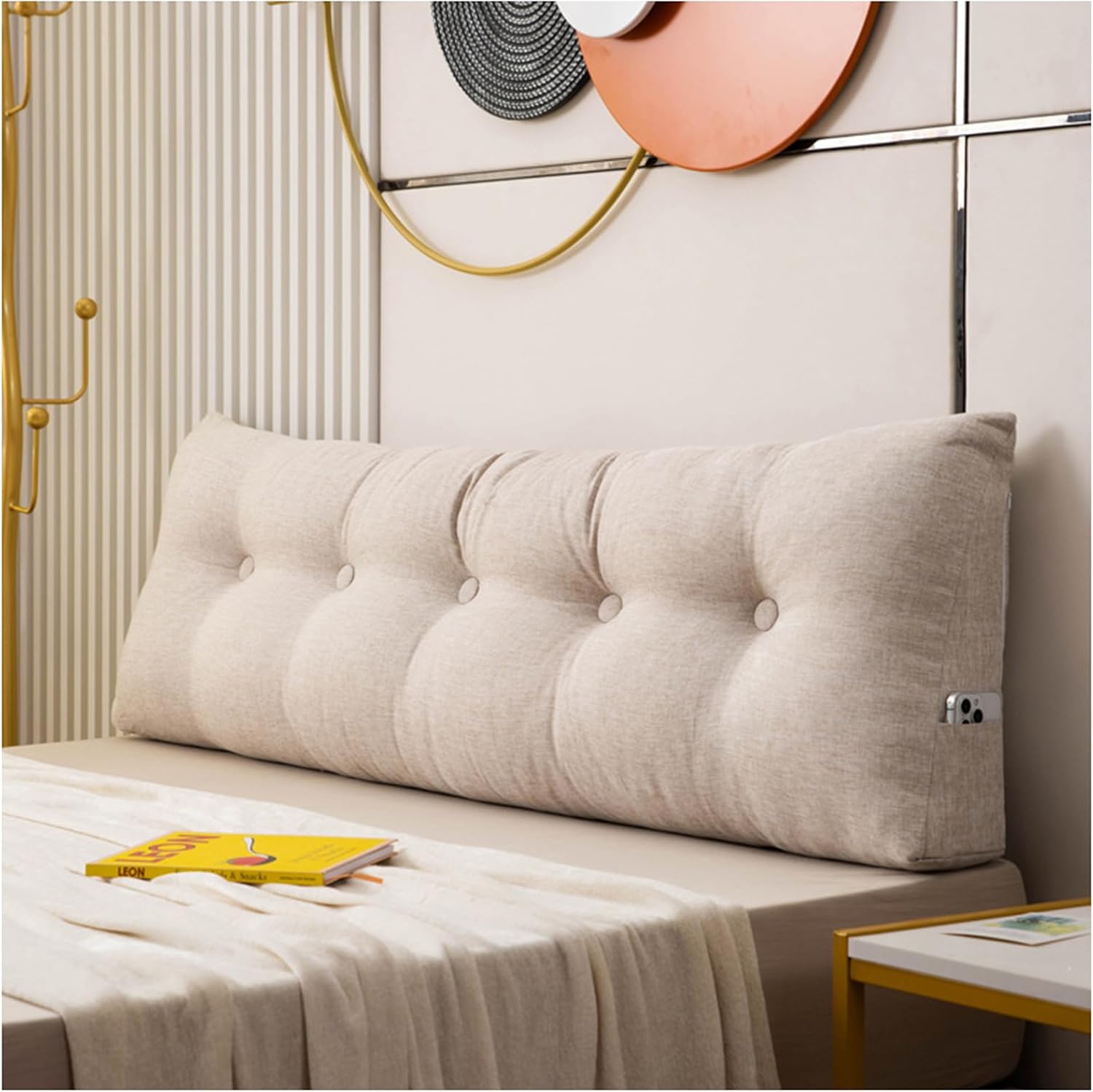 Wedge Pillow Headboard Triangle Back Support Reading Pillow, Back Support Back Positioning Cushion, Daybed Support Pillows for Sitting Up, Reading Or Working,B,60cm