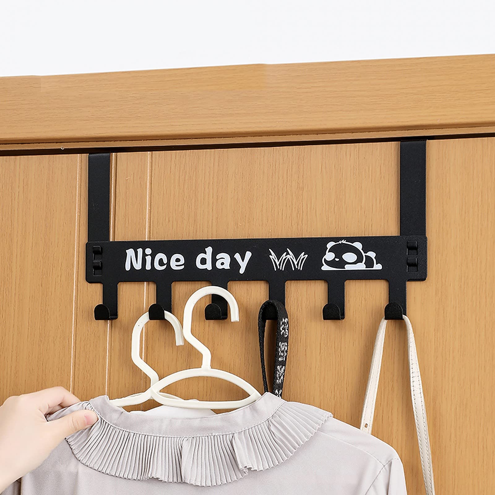 wolpin Over The Door Hook Hanger Wall Organiser Detachable Hook Rack for Hanging Towel | Clothes Hanger | Multipurpose Hook Rail Nail-Free (6 Hooks, Black), Iron (B09RW1RT9R) Amazon Price History, Amazon Price Tracker