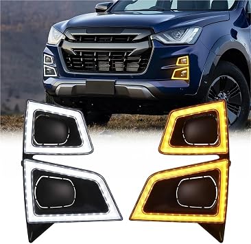 LED Fog Lamps Compatible For ISUZU D-max Pickup 2020 2021 2022 DRL Daytime Running Lights Dynamic Turn Signal White Yellow Car Accessories