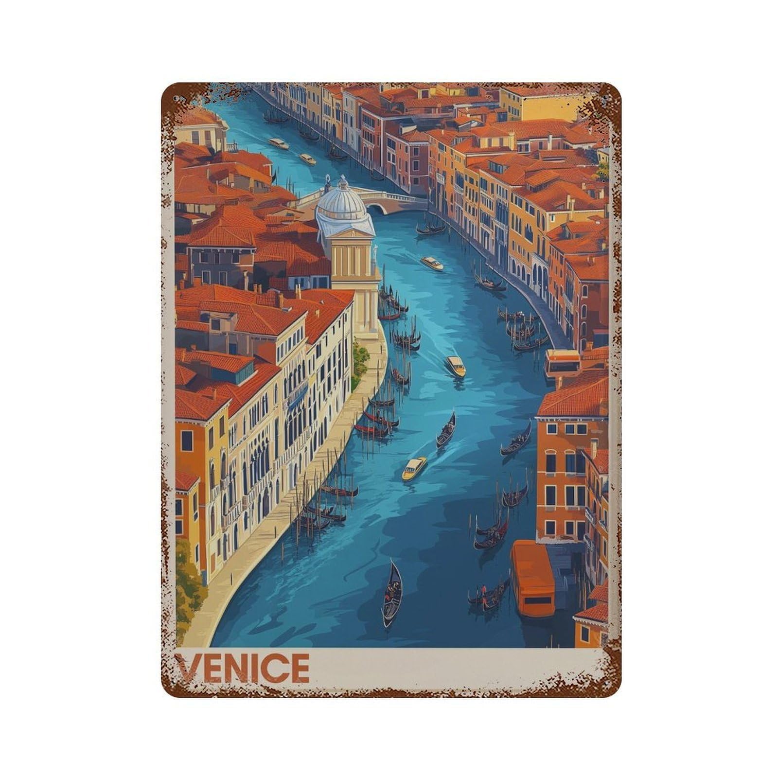 xiaoxiaoshen Venice Italy Travel Gondola Canal Wall Decor Art Metal Tin Poster Modern Home Decor Art Home Bar Shop Decorations Vintage Sign 40x30cm