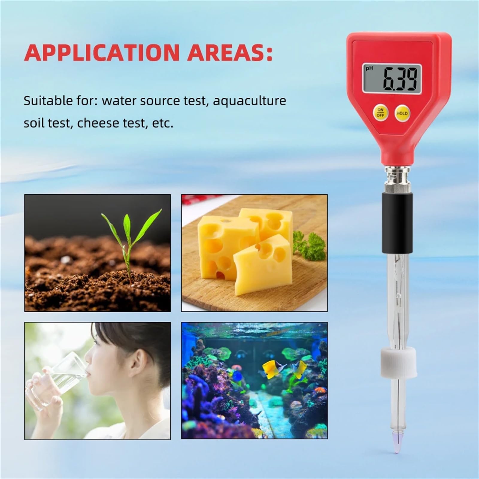 Misuratore PH digitale ATC PH Penna for test della frutta del suolo 0-14 Analizzatore PH Acquario Piscina Strumenti for l'analisi della qualità dell'acqua,Giardino,Prato,Interno,Uso esterno