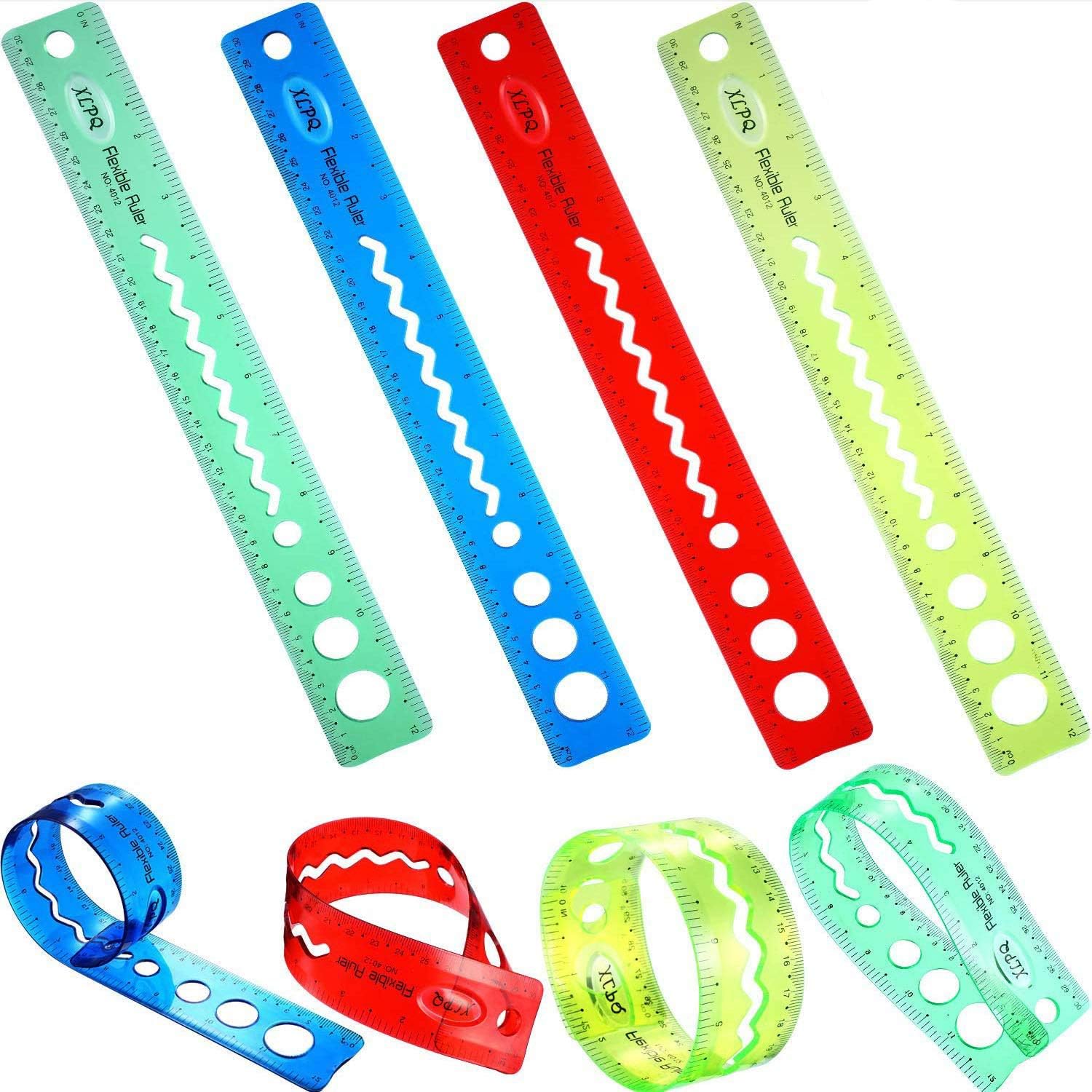 30cm/12inch Flexible Ruler, Rubber Plastic Ruler, Bendable