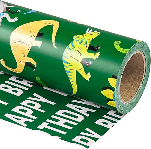 Vista 200 de WRAPAHOLIC Papel de regalo reversible, mini rollo, 17 pulgadas x 33 pies, adorable diseño de gato y azul sólido para cumpleaños, vacaciones