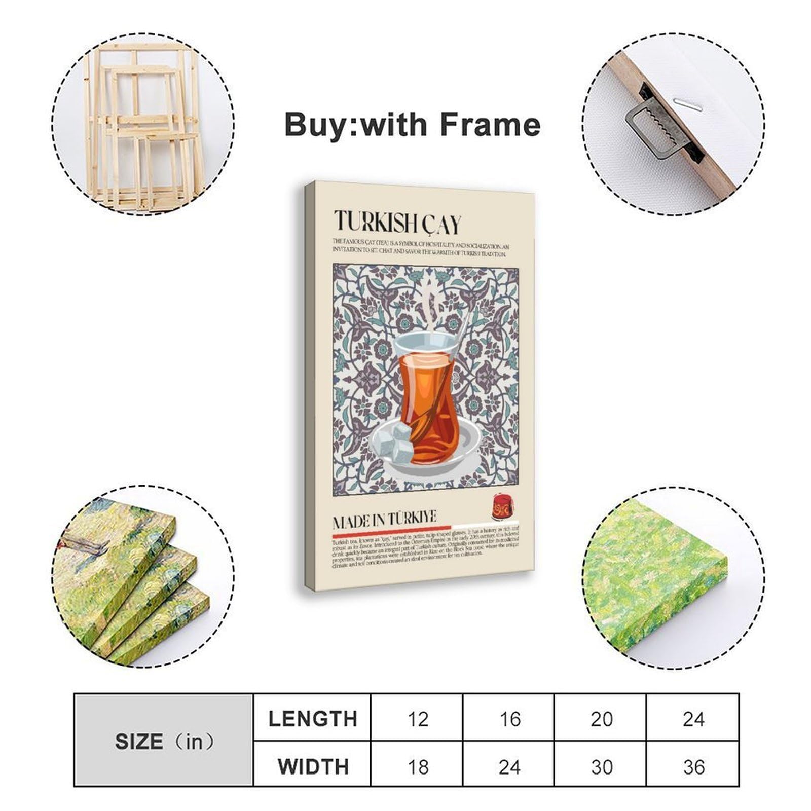 Restaurant-Poster, türkischer Tee, Leinwand-Poster, Schlafzimmer, Dekoration, Landschaft, Büro, Raumdekoration, Geschenk, 40,6 x 61 cm (L x B)