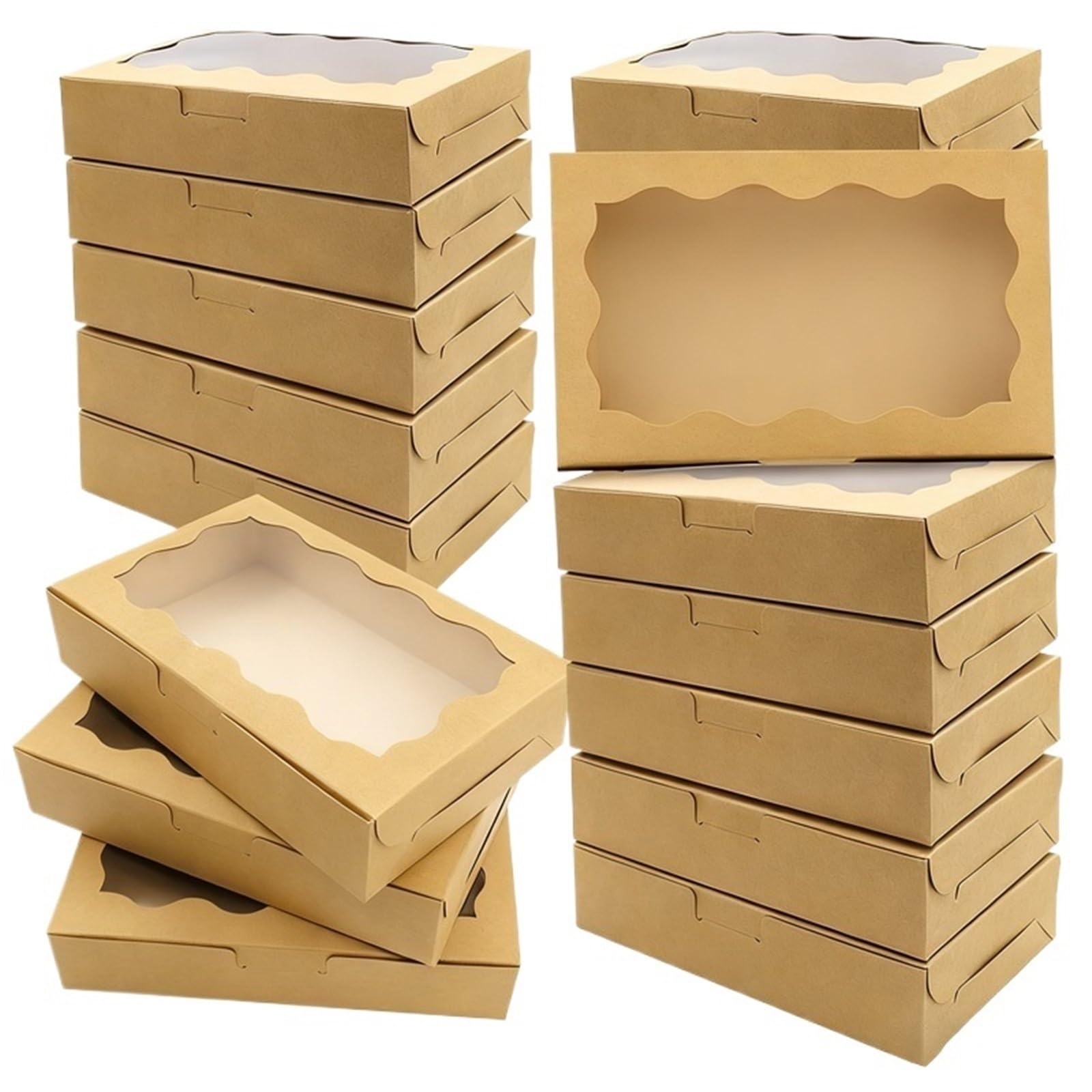 XPJYUA Bakery Boxes with Clear Window 20pcs Box With Transparent Window, Suitable For Dessert, Cake, Candy(Brown)