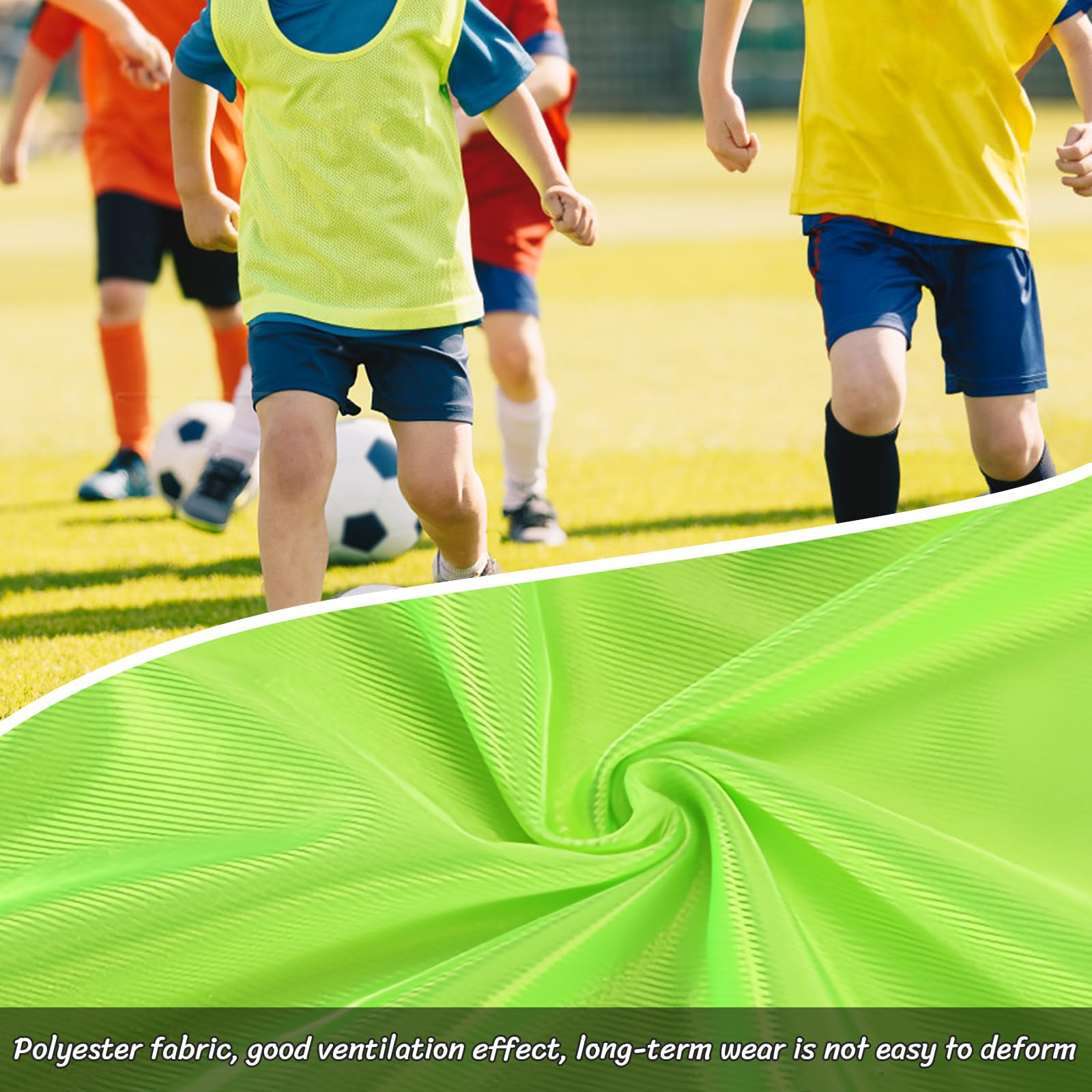 Lot de 6 Chasubles D'entraînement Sport Enfants, Chasuble Enfant Football, Gilet D'Entraînement Professionnel de Football, Training Gilets pour Pratique Football, Basket, Rugby, Hockey