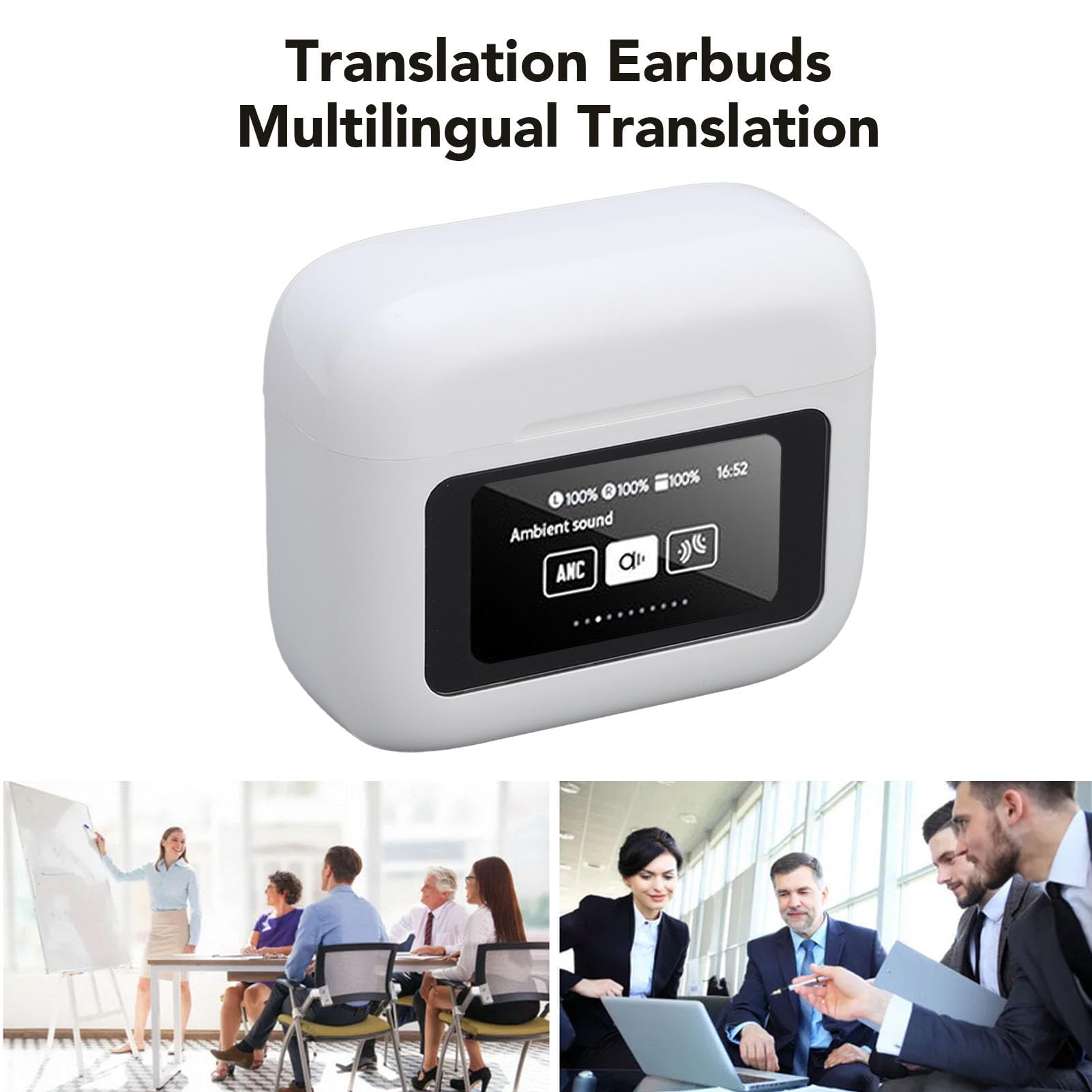 Auricolari Traduttore Bidirezionale 144 Lingue |Traduzione Wireless Bluetooth 5.4 con APP Touch Control per l'apprendimento di Viaggi d'affari Bianco (WHITE)