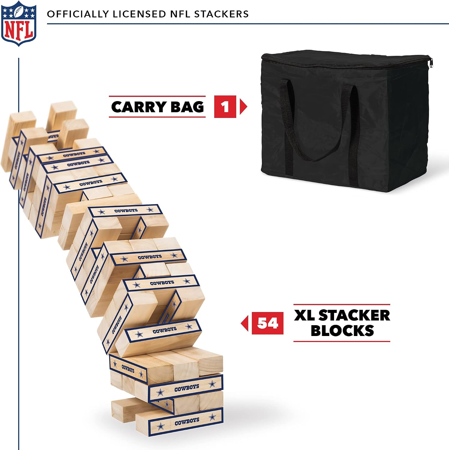 Wild Sports NFL Giant Stacking Wooden Blocks – Tumbling Tower Classic Family Game Stacks – Great Gift for Any Football Fan! image 2