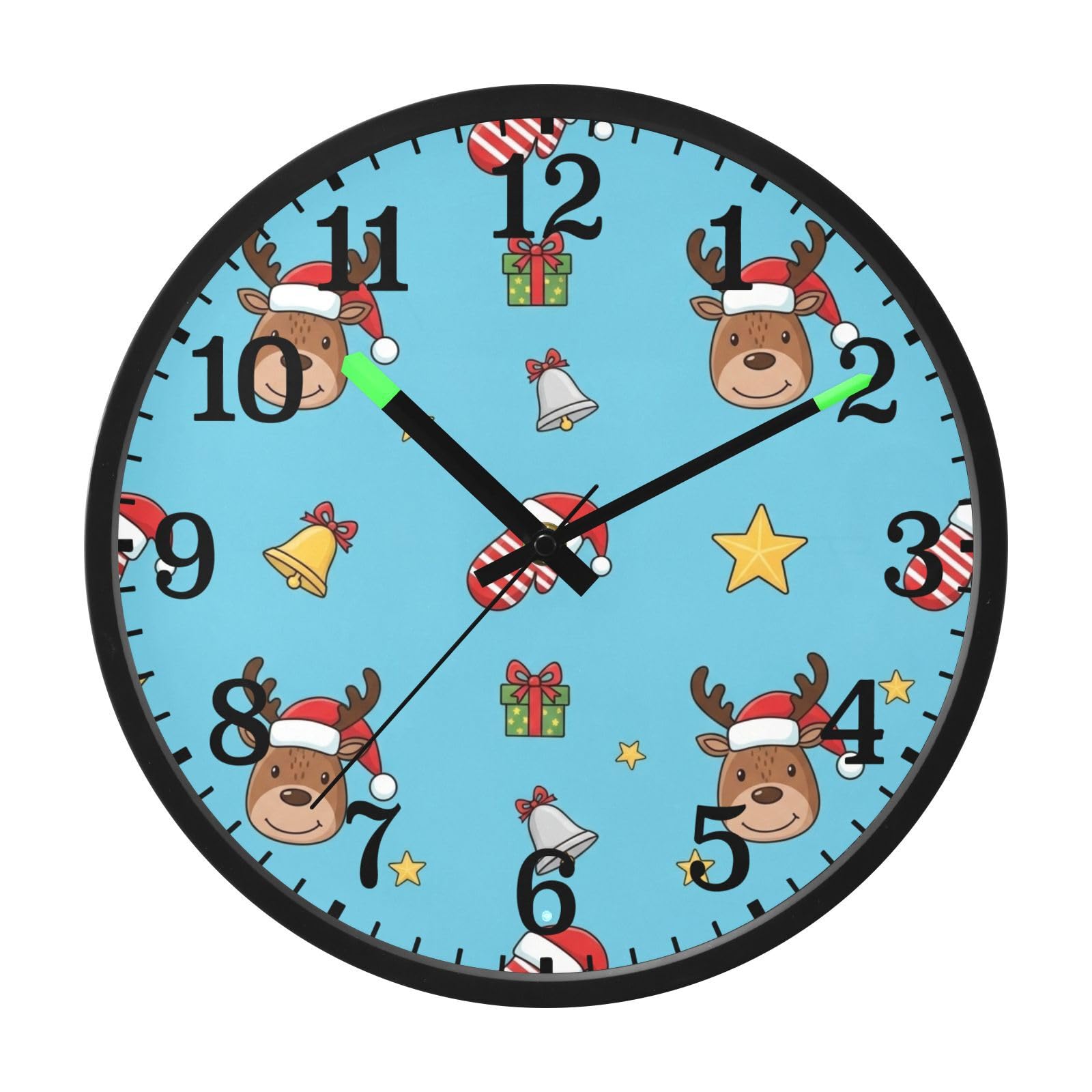 Horloge murale lumineuse renne de Noël GuoChe 30 cm