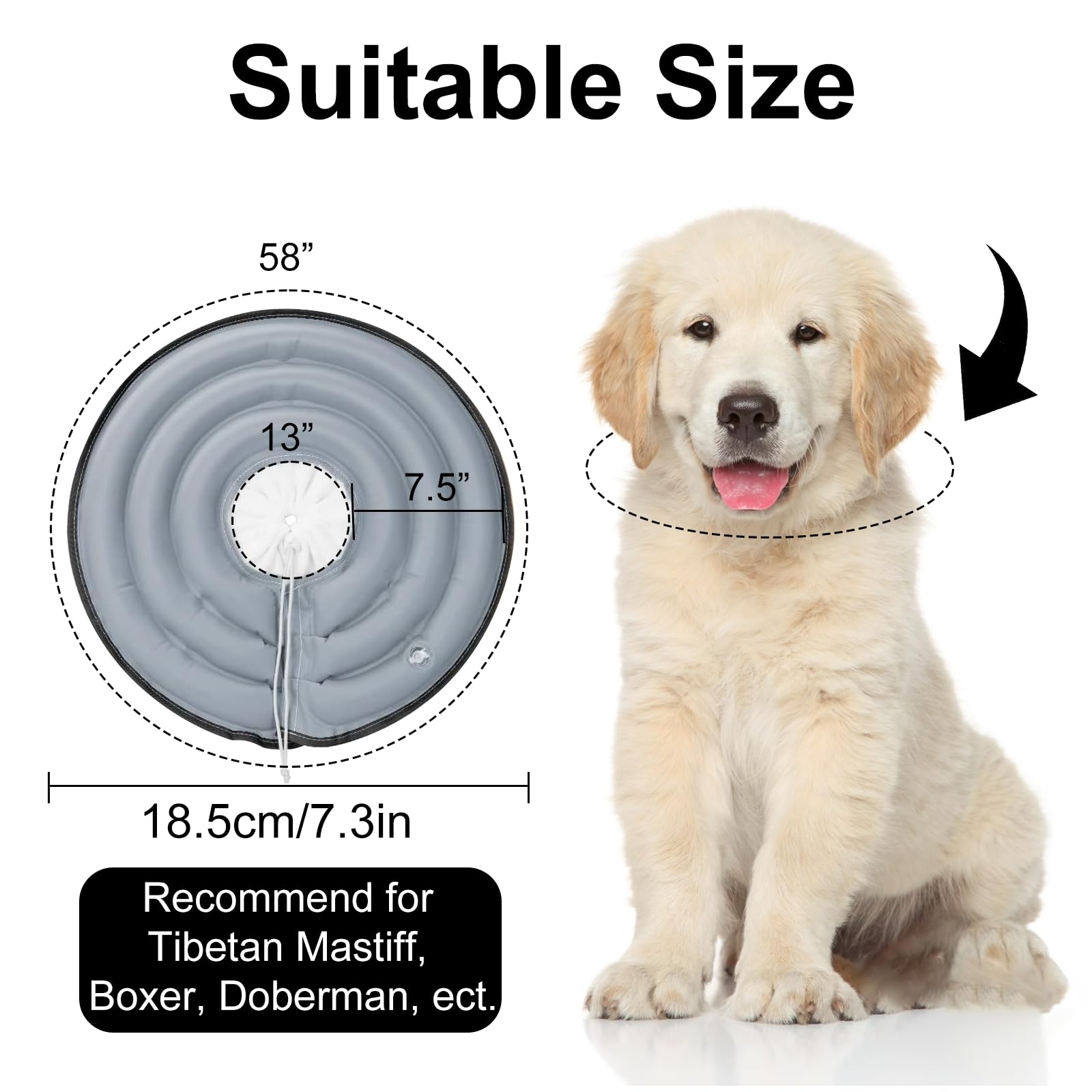 Collare Elisabettiano Gonfiabile Per Cani E Gatti - Morbido, Regolabile, Per Recupero Post-operatorio - Foto 7