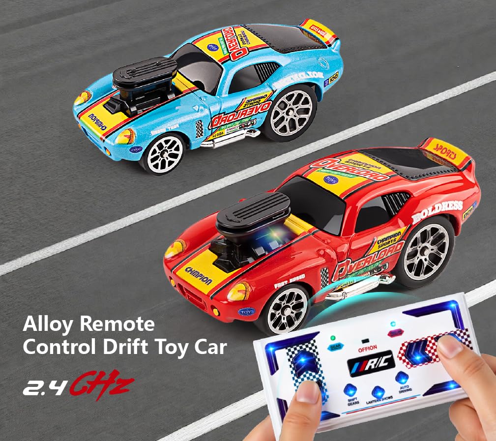 funnykid Mini Auto RC 1:64 – Auto Drift Telecomandata in Lega, 3 Velocità, Portata 30 m, Ricaricabile USB Type-C, Modulo 2.4GHz, Giochi con Coni – Regalo per Bambini Maschi e Femmine 6+