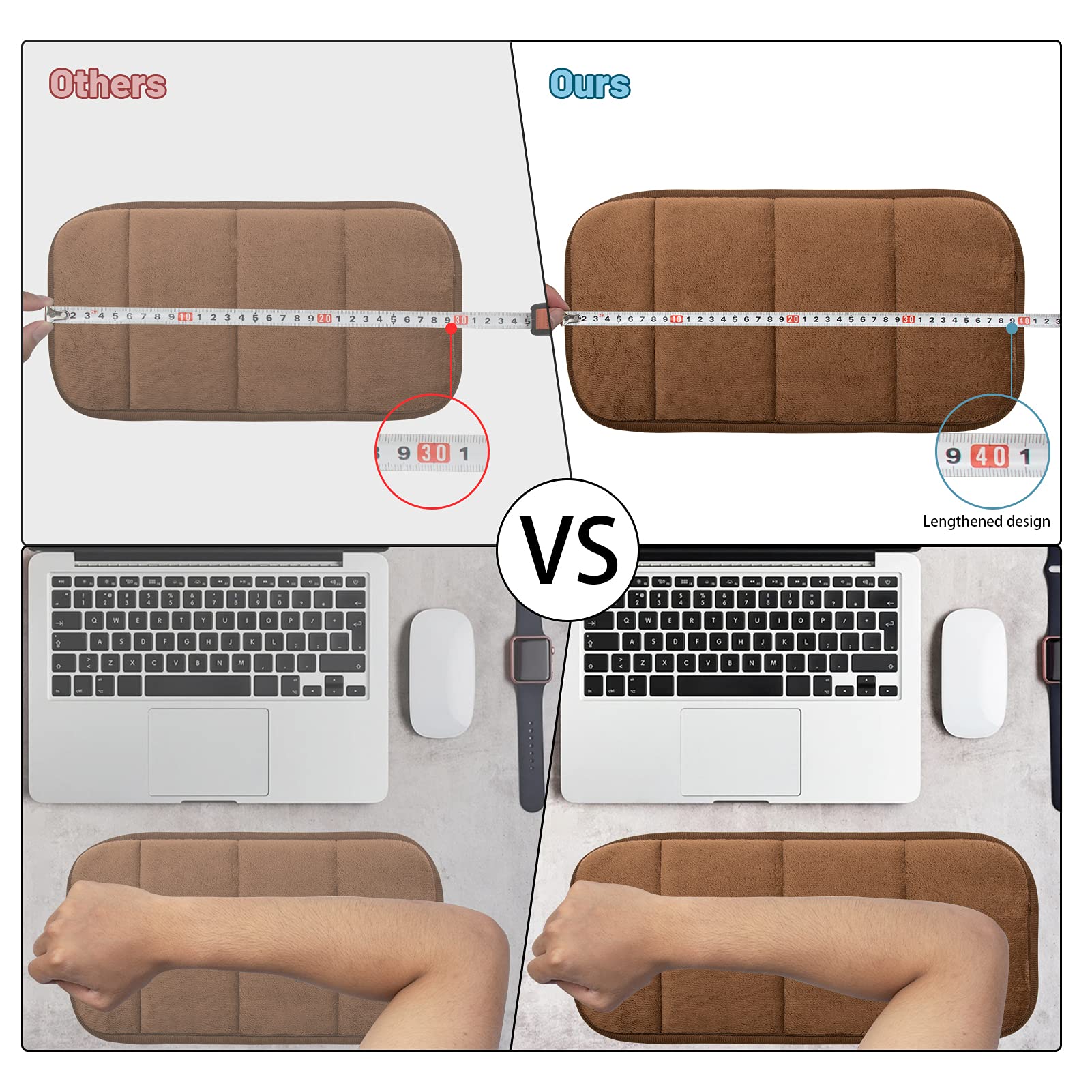 Supporto Polso E Gomito Per Tastiera - 1 Lungo (80cm) E 2 Corti (30cm), Antiscivolo, Grigio - Foto 9