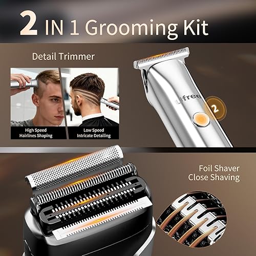 Miniatura 4 de Ufree Kit de recortadora de barba y afeitadora de lámina, maquinillas de afeitar eléctricas para hombres, recortadora de cabello de precisión con