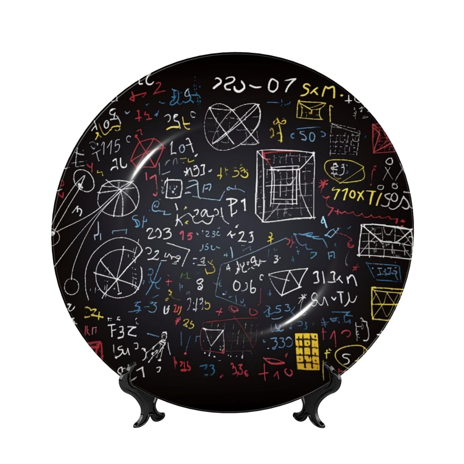 Assiette décorative mathématiques et physique en porcelaine anglaise 8 pouces avec présentoir
