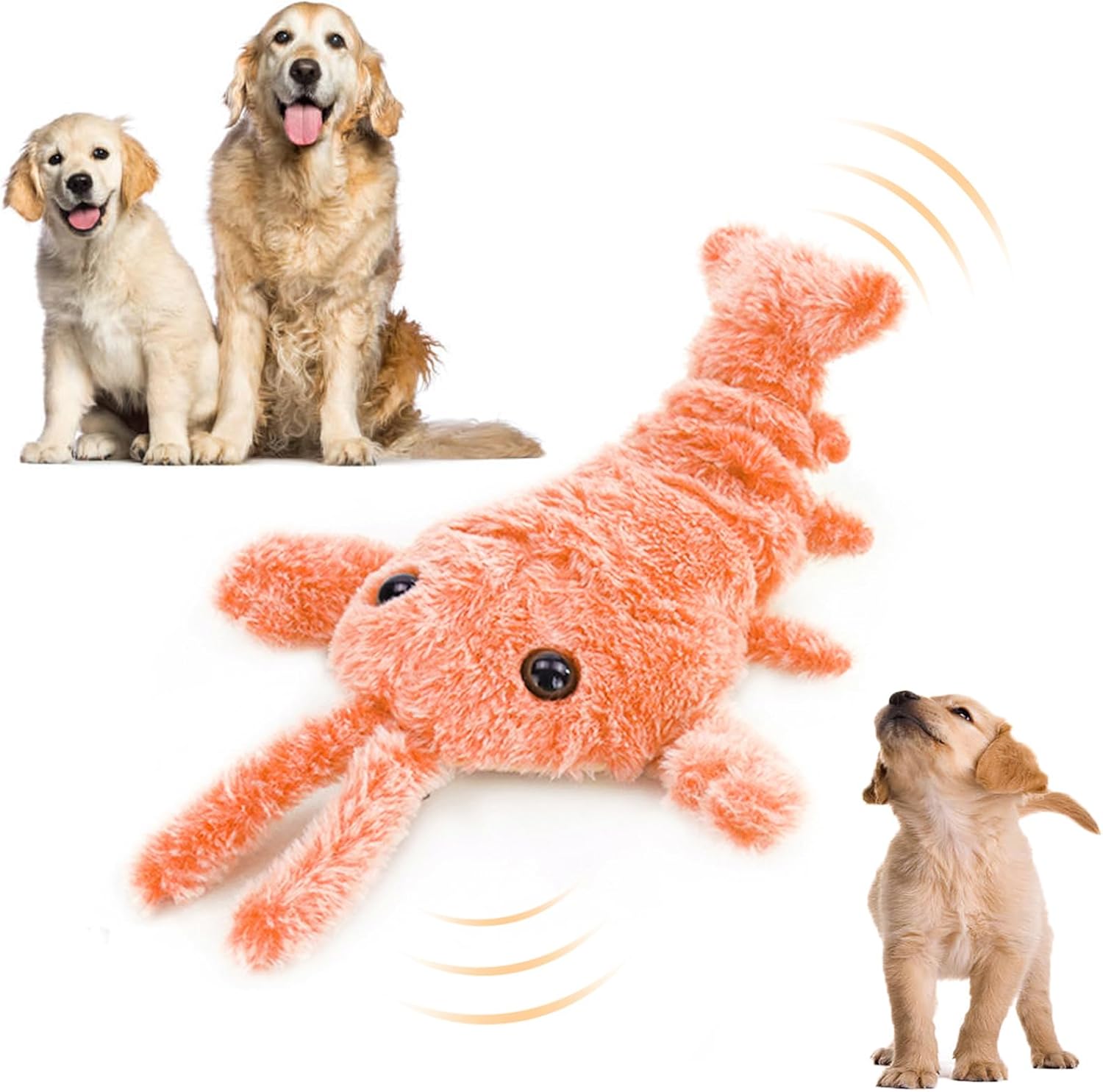 Interactive Dog Toy, 2026 Upgrade Plush Dog Toys for Small Dogs Calming, Small Simulation Lobster Floppy Funny Moving Sturdy Pet Puppy Chew Toy for Chewing Teething (Orange)