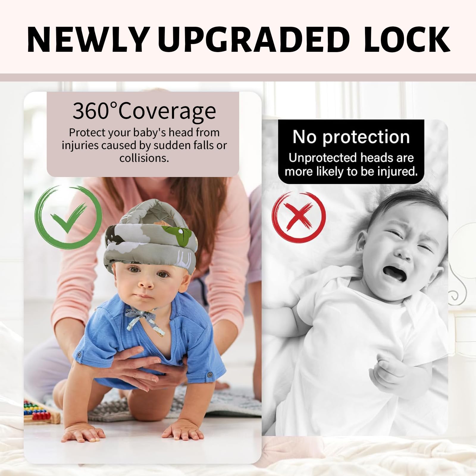 Caschetto Neonato Anticaduta Regolabile Sicurezza Casco Primi Passi Proteggi Testa Bambini