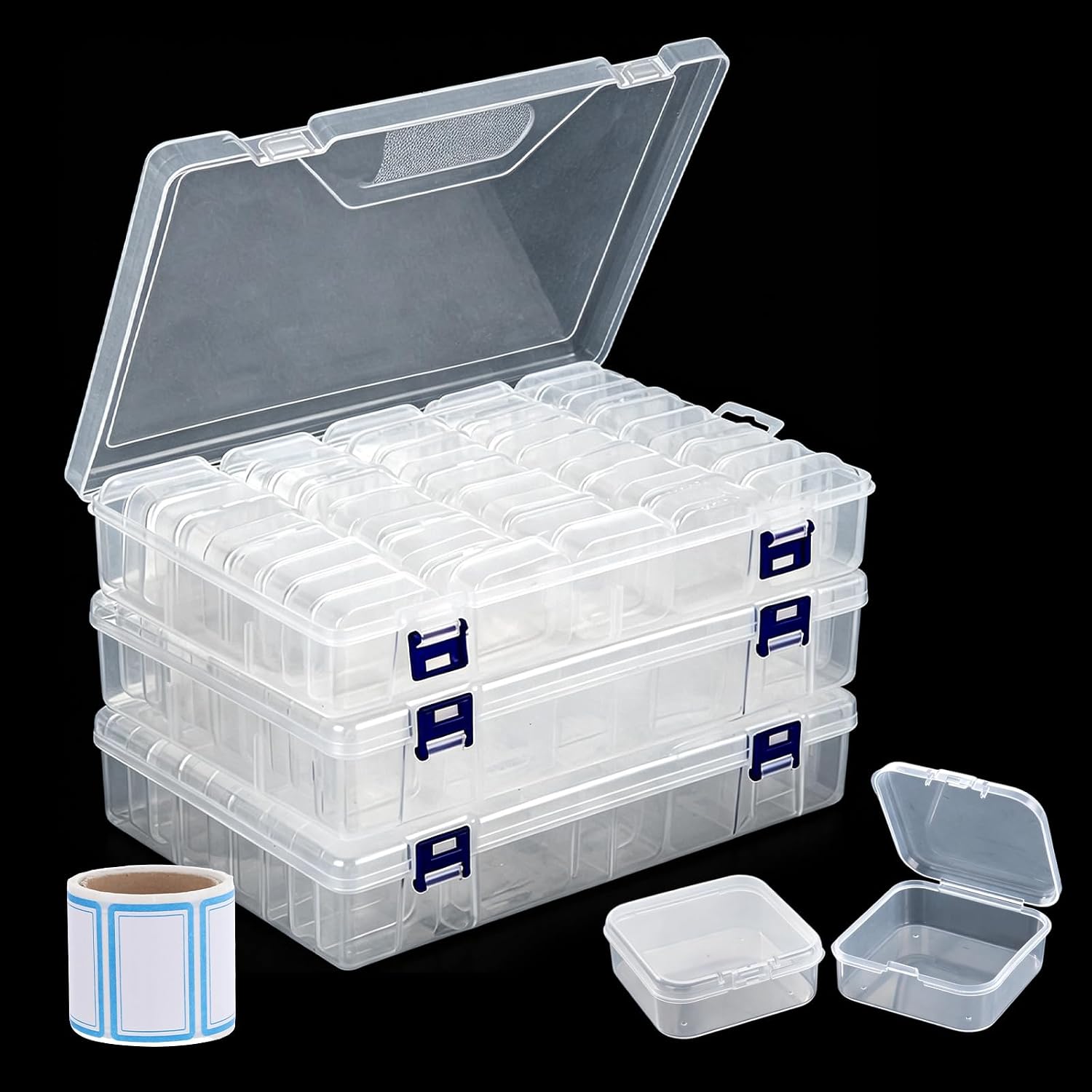 DAJAVE Bead Organizer Box, 135Pcs Small Bead Organizers and Storage Plastic Cases, Clear Plastic Bead Holder Organizer with Hinged Lid for Beads, Jewelry, Earrings, Rings, Crafts, Small Parts Storage
