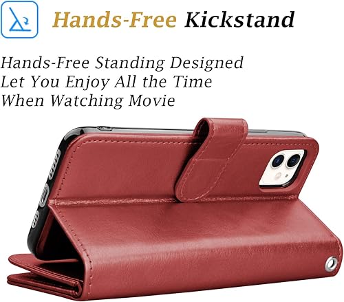 Miniatura 4 de Takfox Funda tipo cartera para iPhone 11, iPhone 11 6.1 de piel tipo cartera con ranuras para tarjetas de crédito de identificación, función atril,