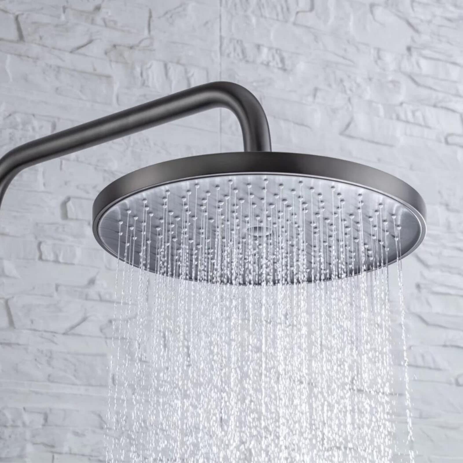 Sistema Doccia a Vista Grigio, Rubinetto Doccia a 4 funzioni, soffione Doccia a Pioggia con doccetta, beccuccio per Vasca, spruzzatore per Bidet, Miscelatore per Vasca, rubinetti p