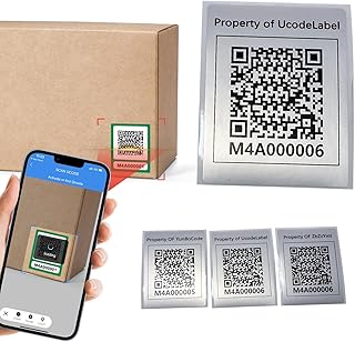 ZbZcYmt QR Code Labels Scannable Stickers for Storage Bins—on iOS & Android App（UcodeLabel）- 50 Labels-Matte Silver