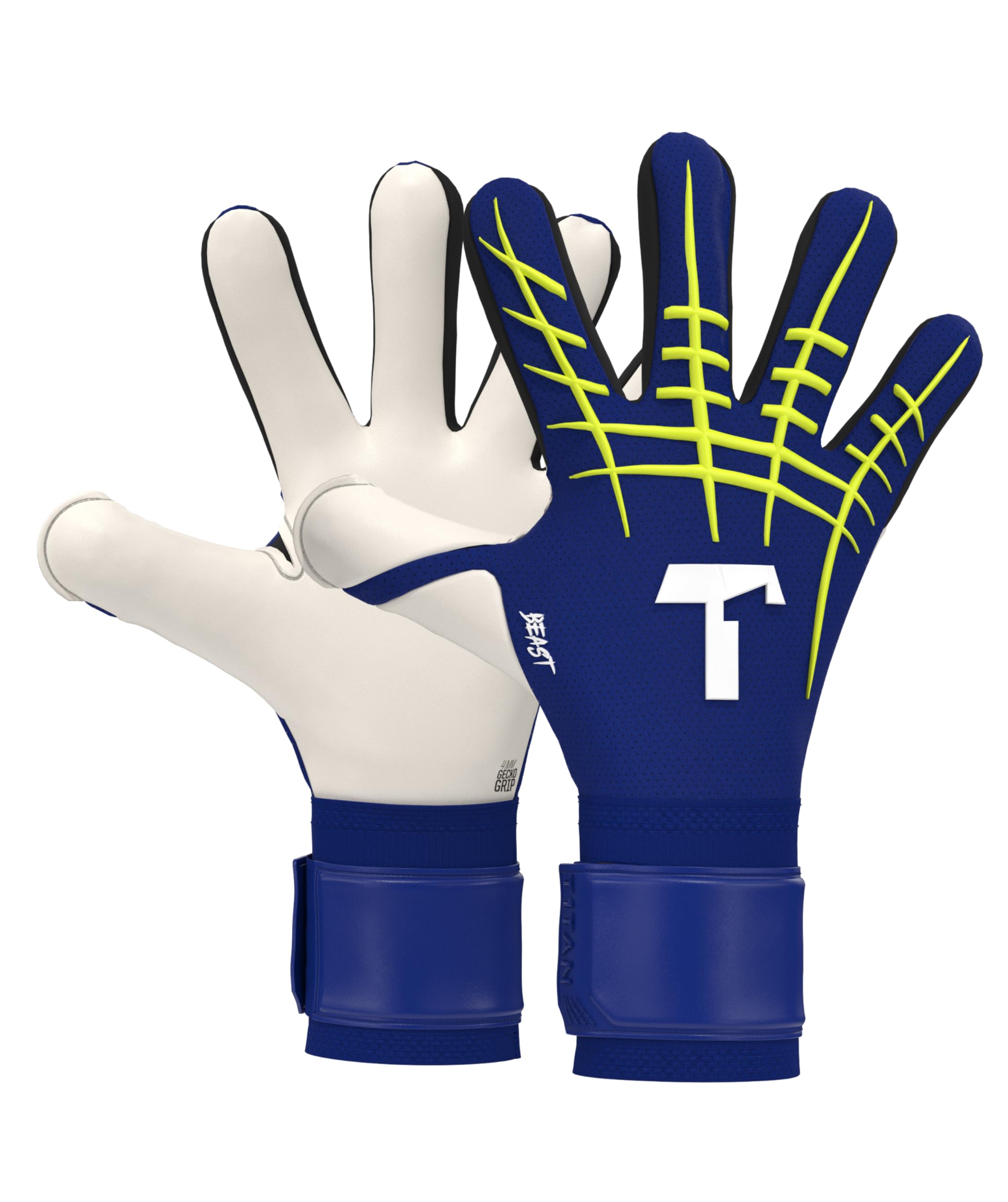 T1TAN Blue Beast 3.0 (FP) - Guantes de Portero - Guantes de fútbol para porteros - con protección para los Dedos - Talla 8