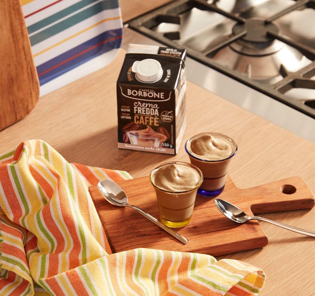 Caffè Borbone CREMA FREDDA CAFFÈ - 1 Brick 550g - Crema a base di latte con caffè solubile delattosata, UHT a lunga conservazione - Senza Lattosio e Senza Glutine - Latte e panna Italiani - Immagine 5