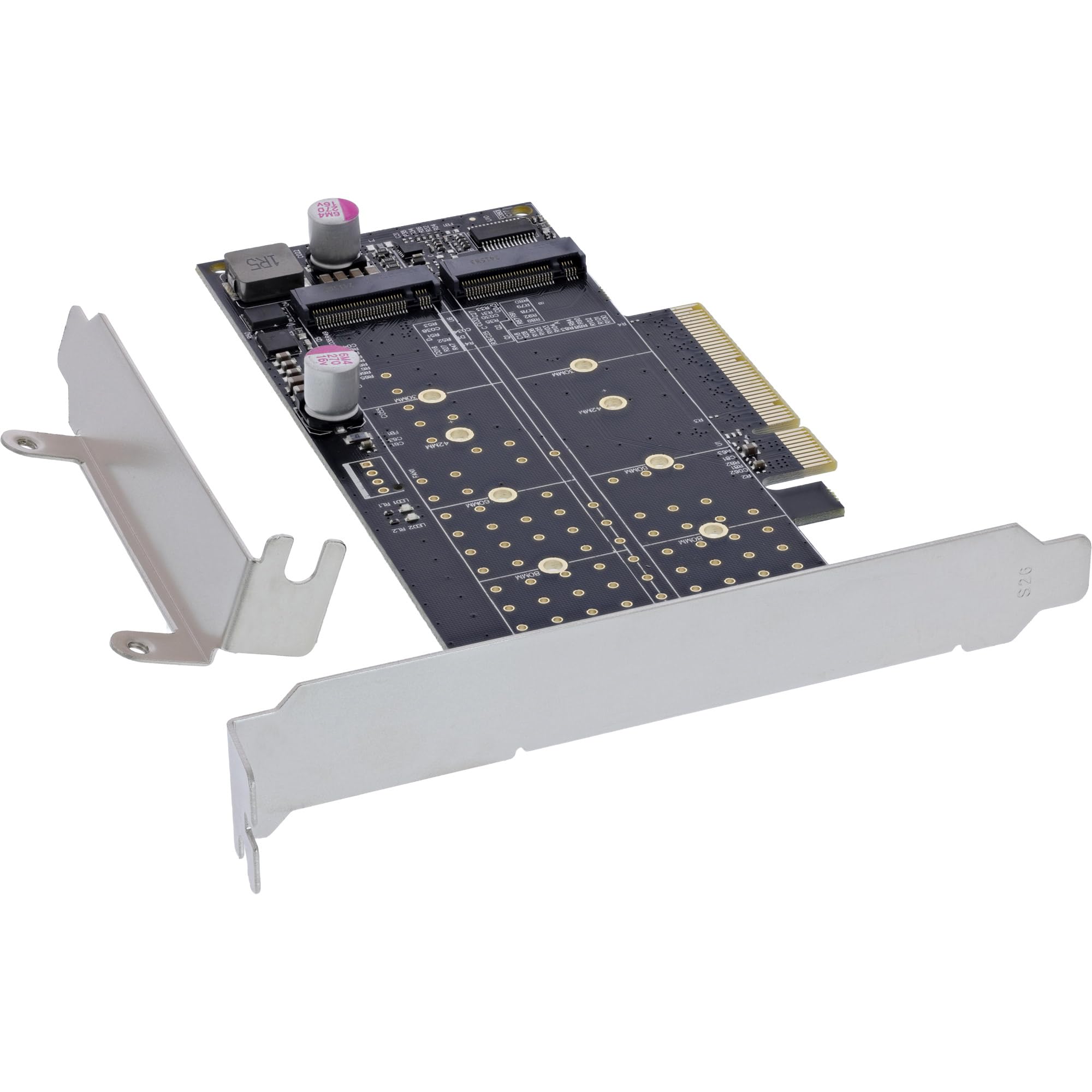 InLine PCI Express Karte zu 2X intern NVMe M.2 Key M - Bifurcation, PCIe x8, inkl. Low Profile Slotblech, 76660N