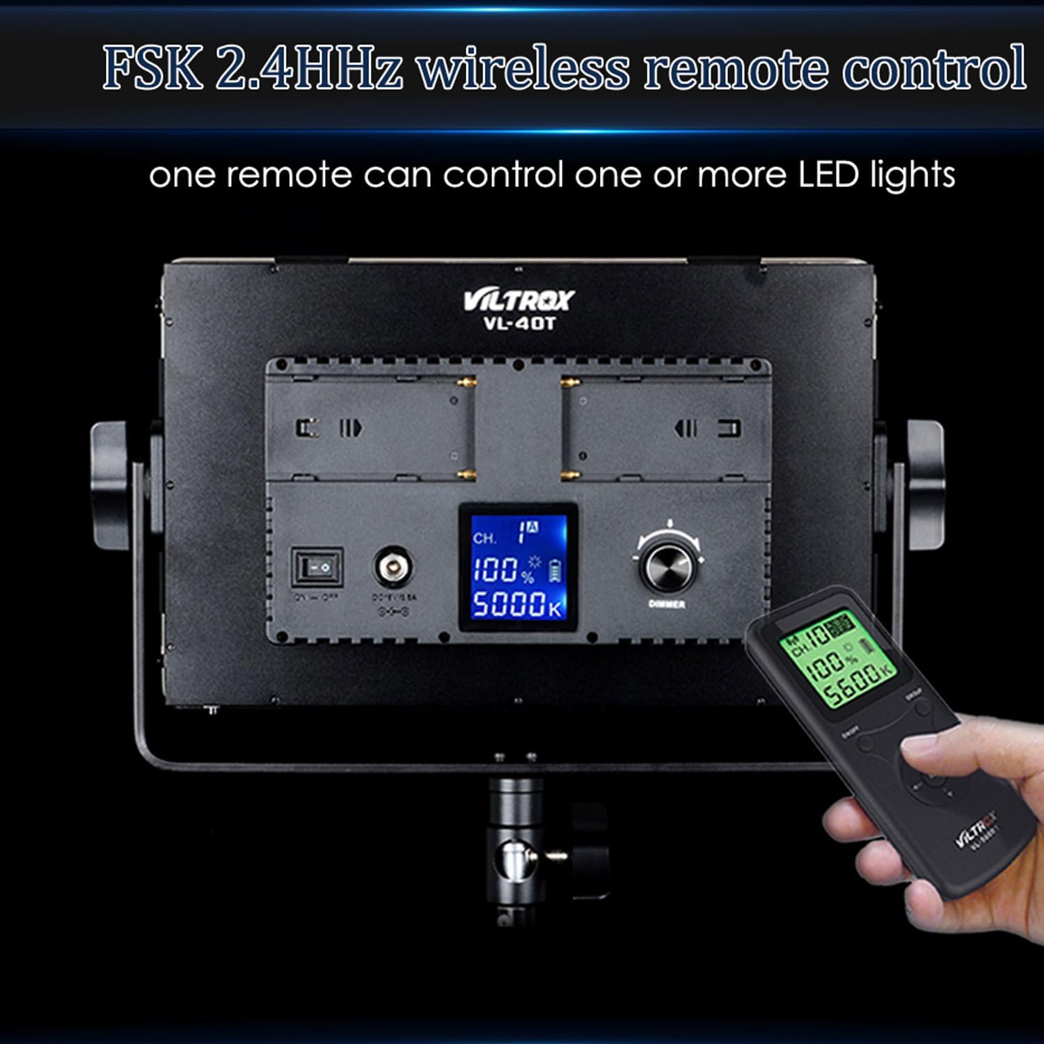 Close-up of the Viltrox VL-40T LED panel showing 540 LED beads