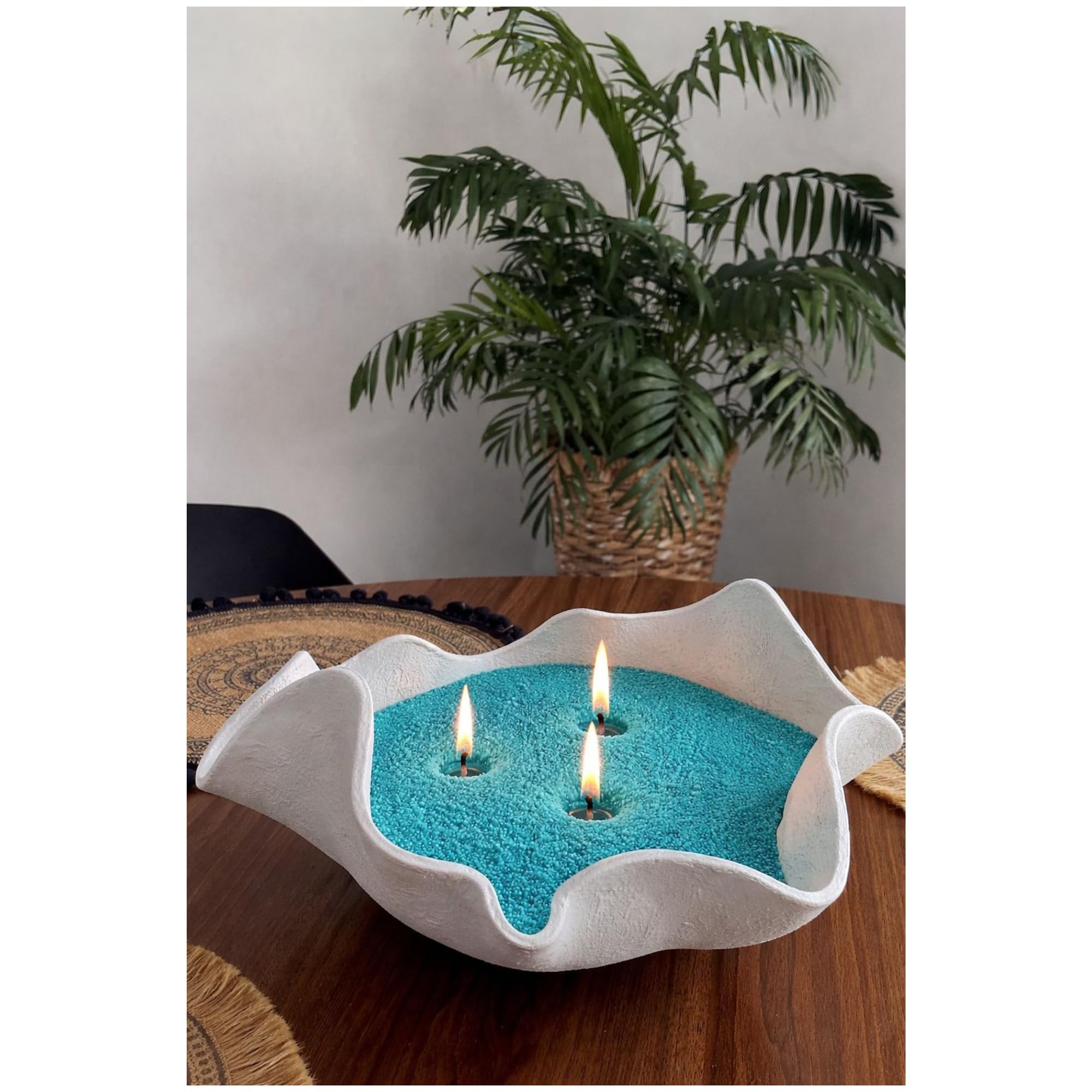 azure teal pearl candle sand wax home decor 250g