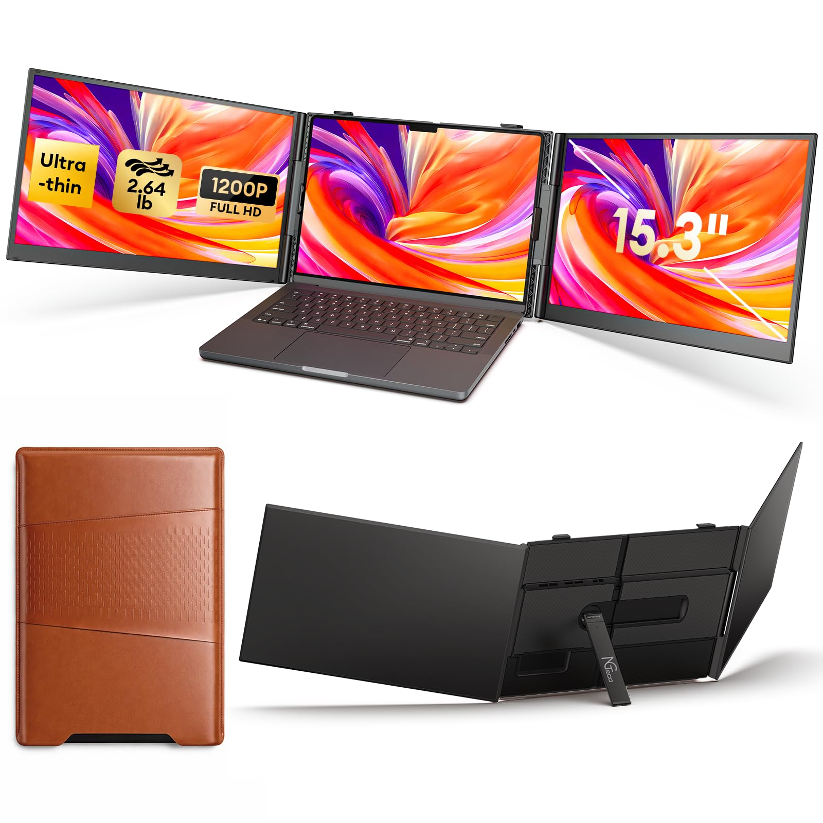 15.3 inch triple screen extender for laptops 1200p portable monitor