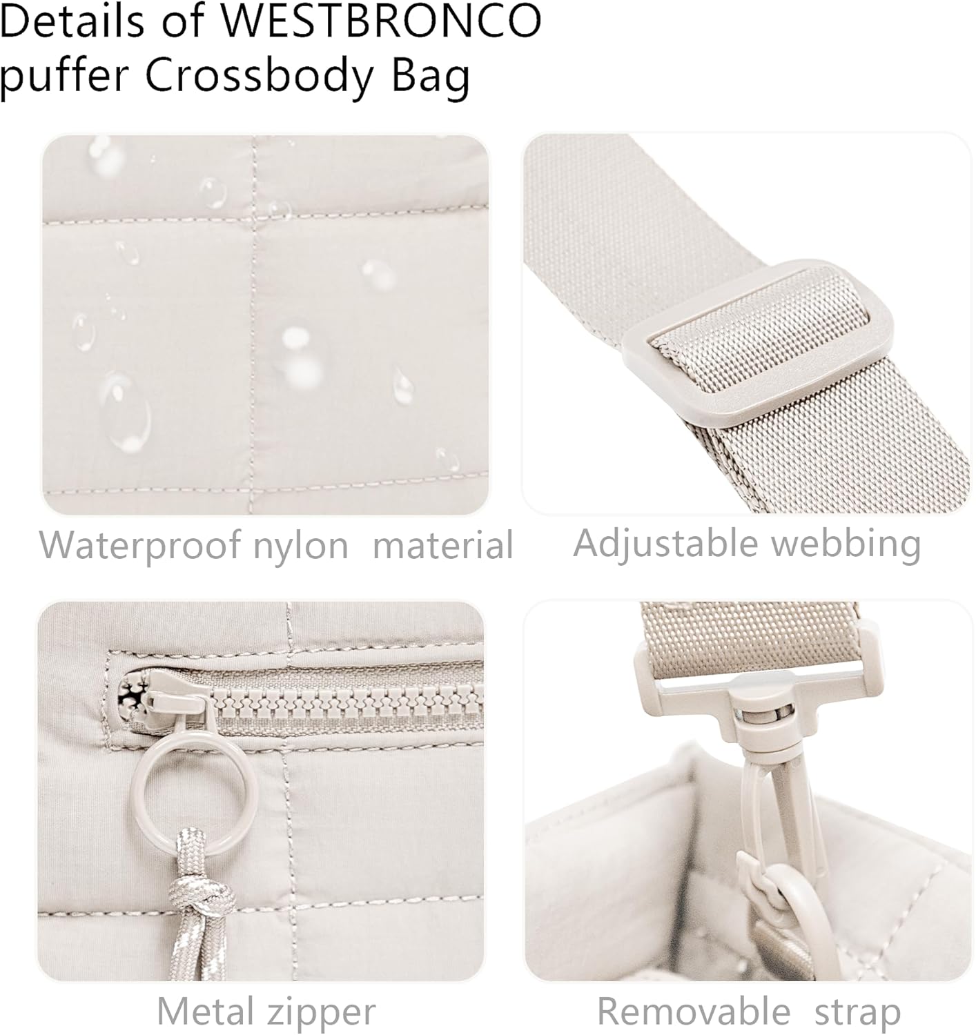 Quilted Crossbody Bags for Women,Puffer Weekender Overnight Bag,Purse Handbag Organizer,Small Tote Bags Shoulder Bag - Image 5